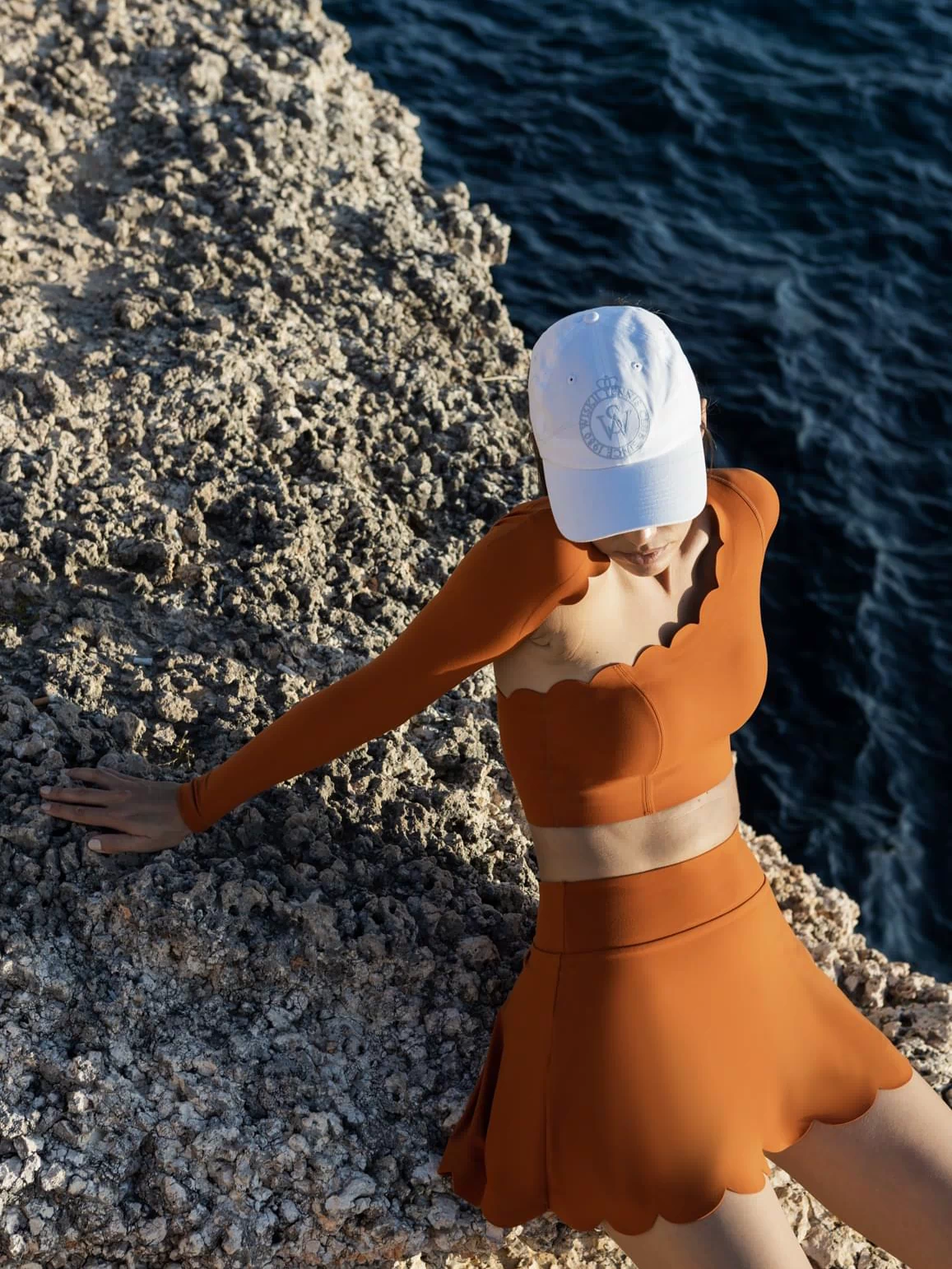 Asymmetrical Long Sleeve Crop Top - WISKIIWS317SunsetS