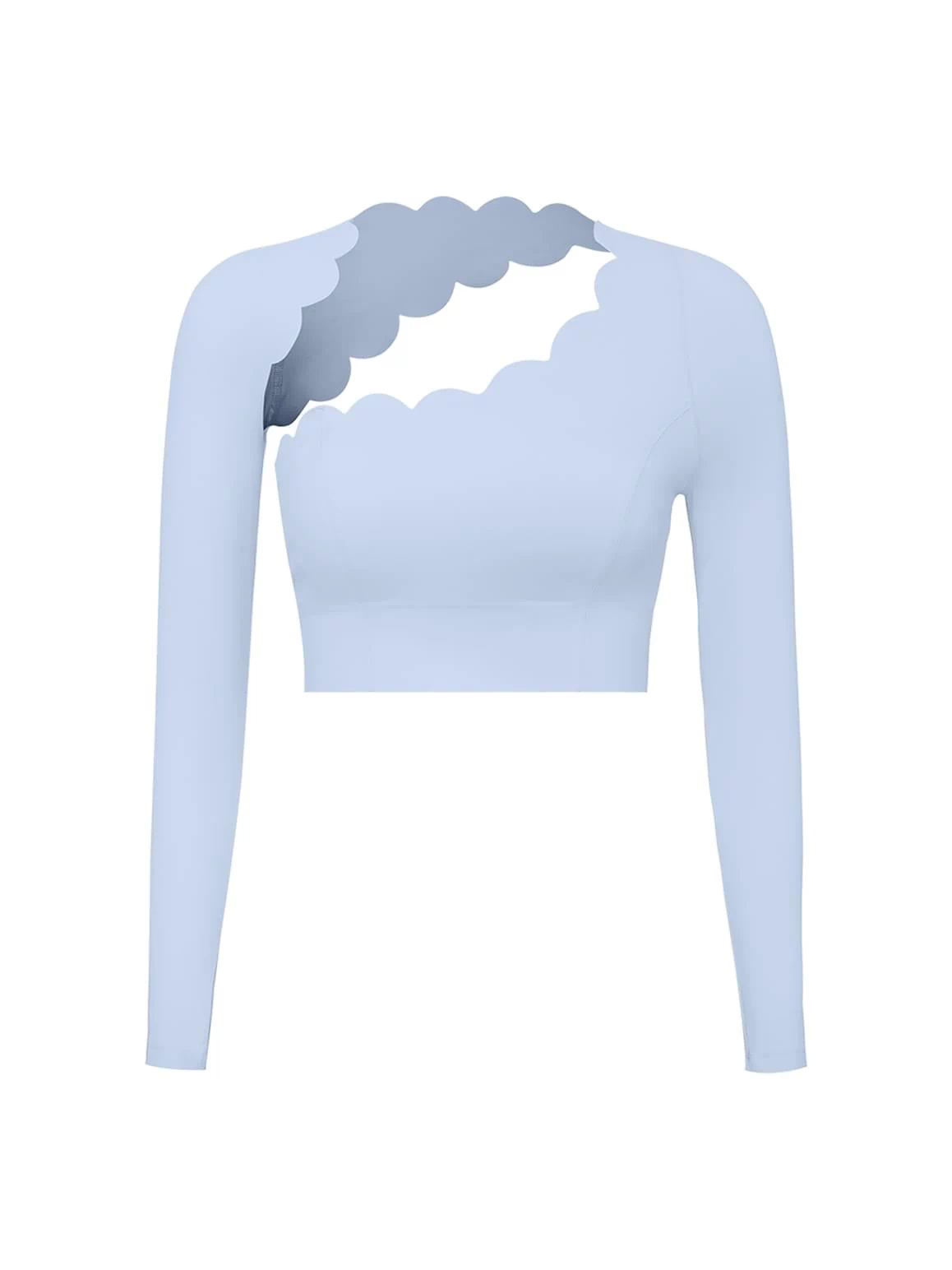 Asymmetrical Long Sleeve Crop Top - WISKIIWS317heavenlyblueS