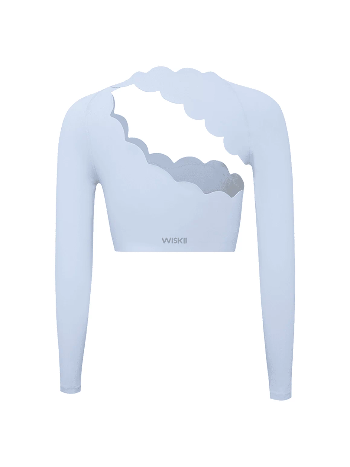 Asymmetrical Long Sleeve Crop Top - WISKIIWS317heavenlyblueS