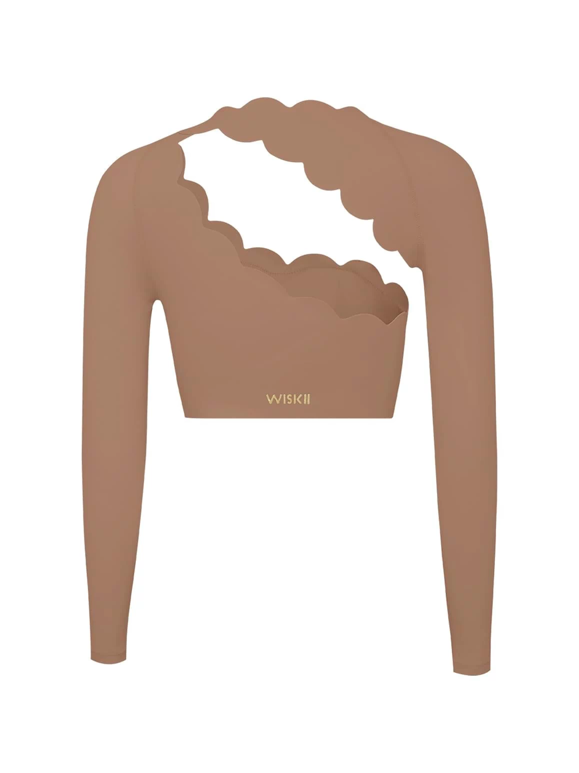 Asymmetrical Long Sleeve Crop Top - WISKIIWS317TuscanTanS