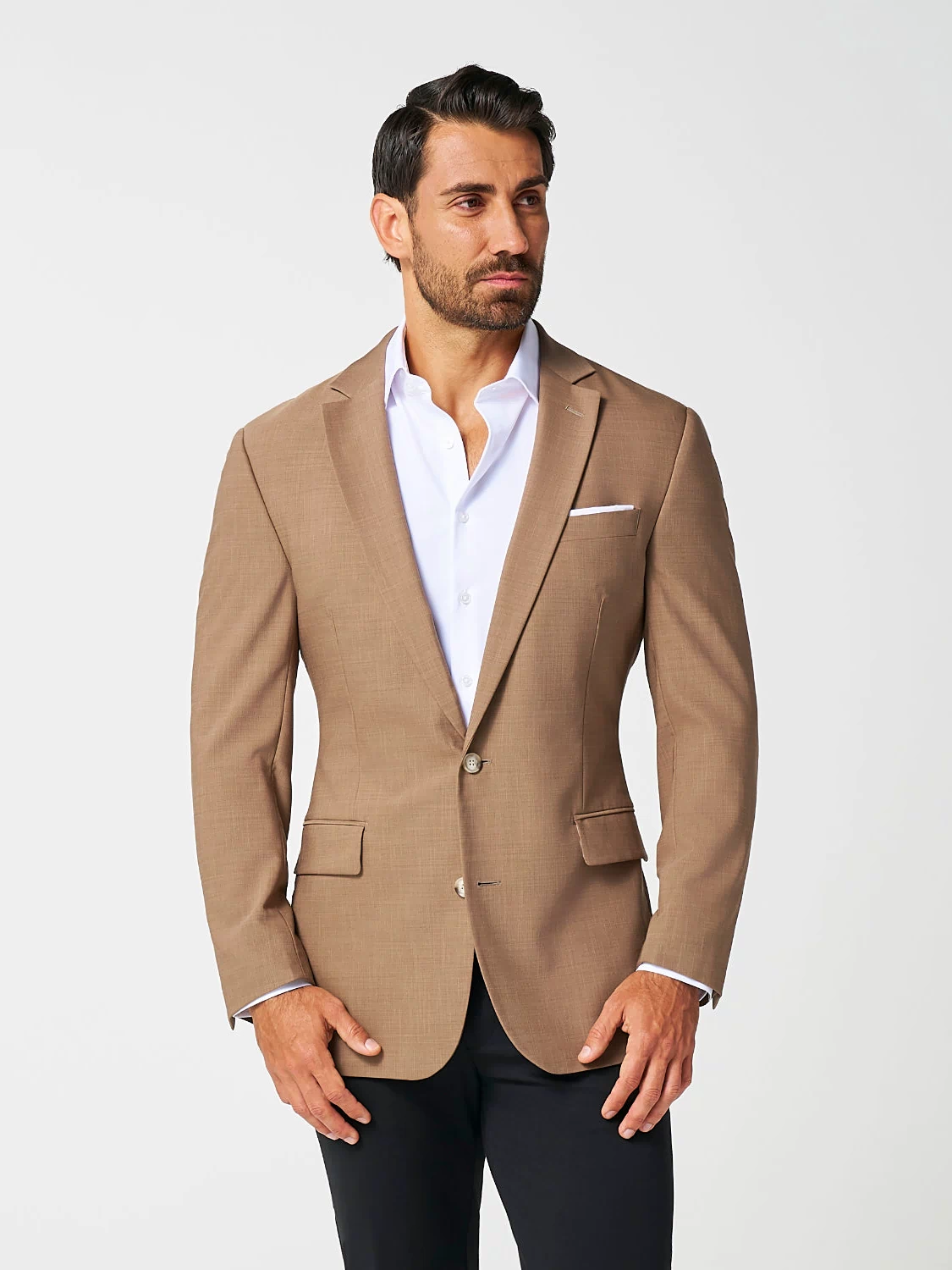 Athletic Fit Stretch Blazer - Heathered Cappuccino