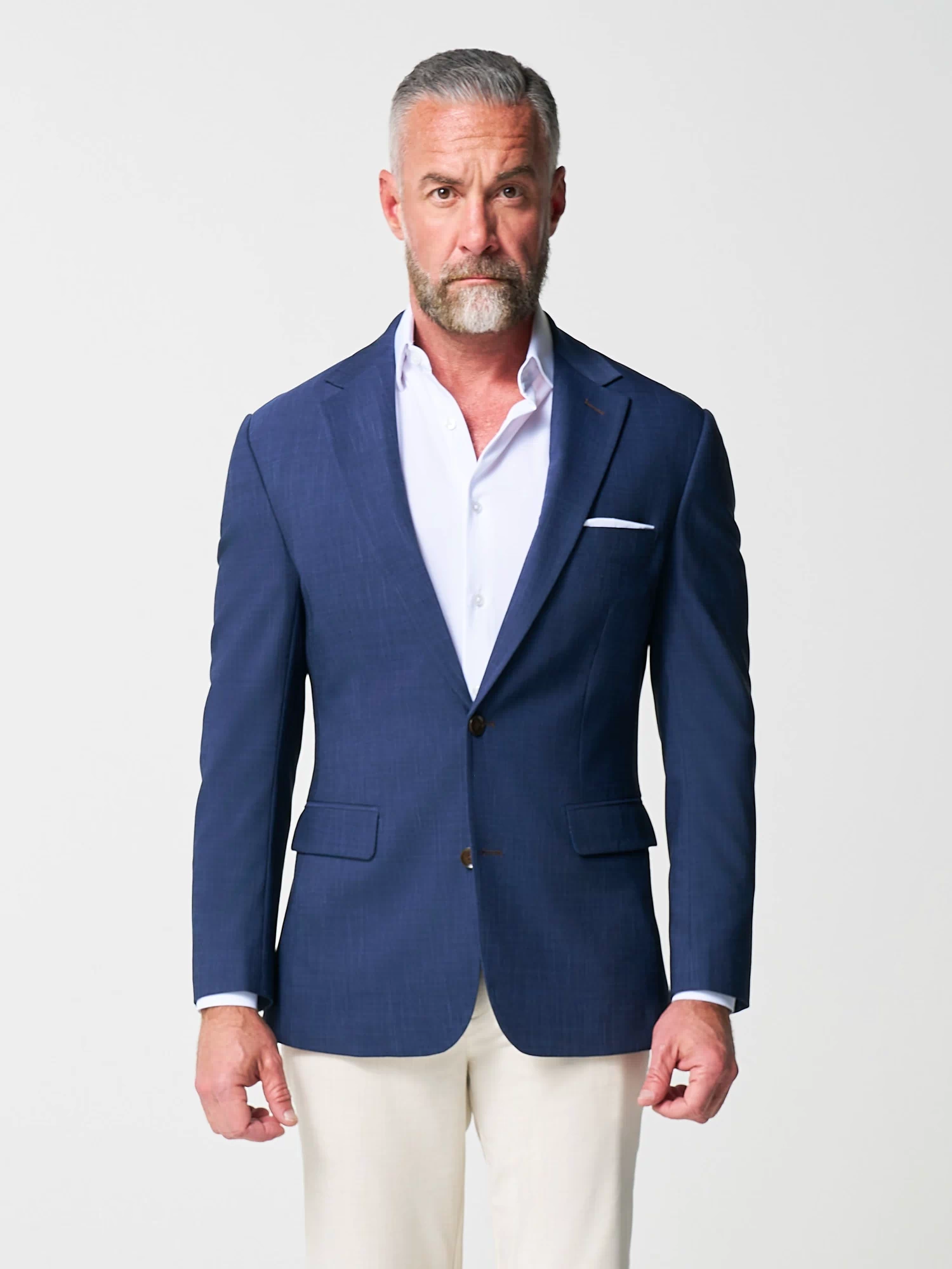 Athletic Fit Stretch Blazer - Heathered Navy