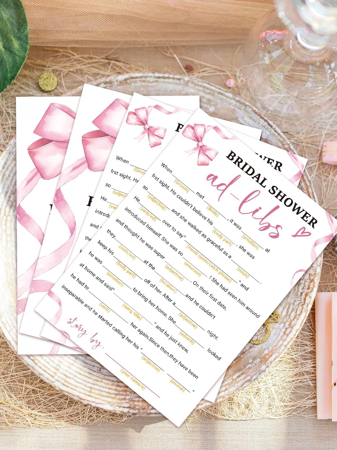 Bridal Shower Games 30 Guests, Ad-Libs Bridal Shower Wedding Games for Reception, Rehearsal Dinner