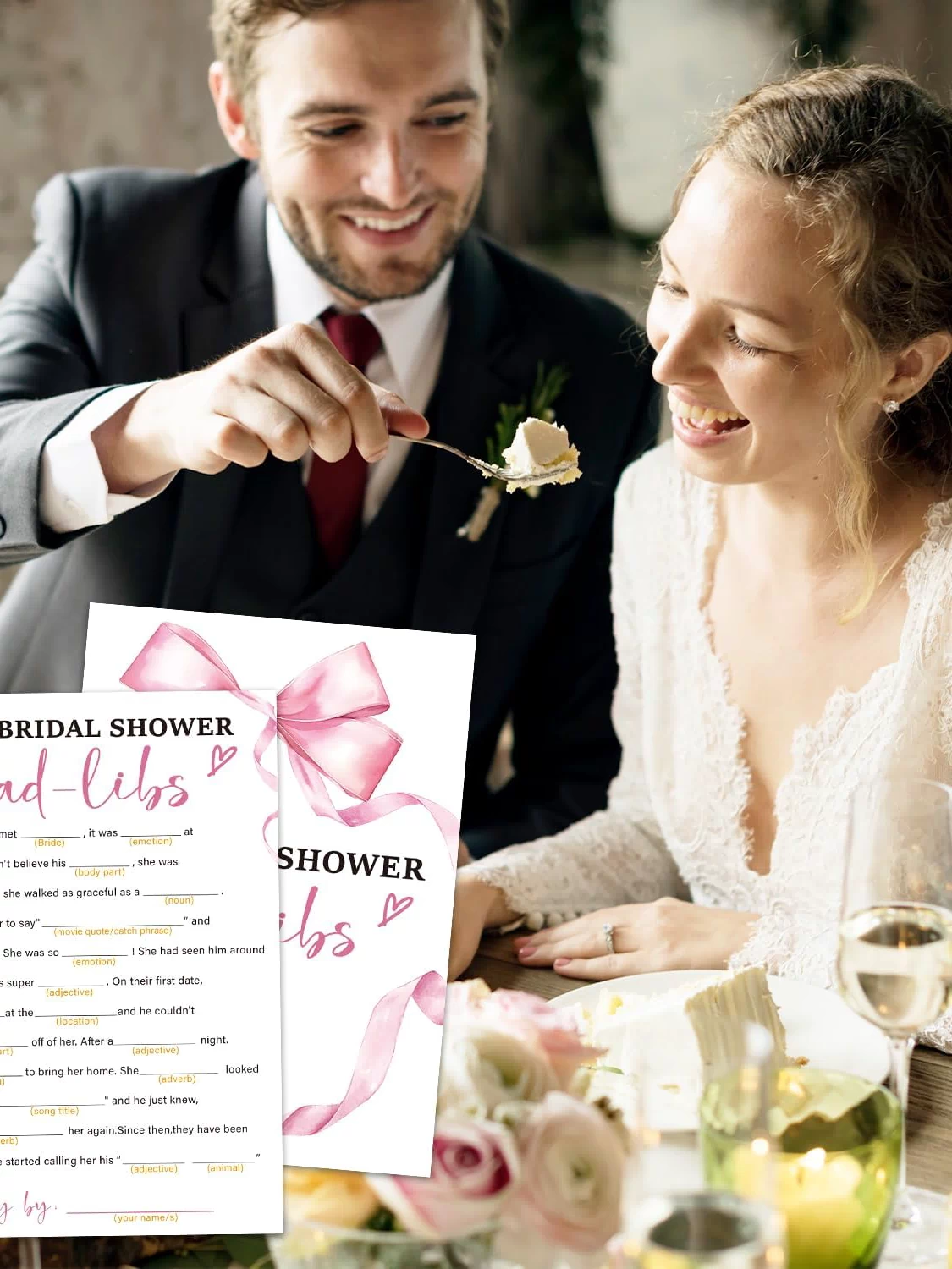 Bridal Shower Games 30 Guests, Ad-Libs Bridal Shower Wedding Games for Reception, Rehearsal Dinner
