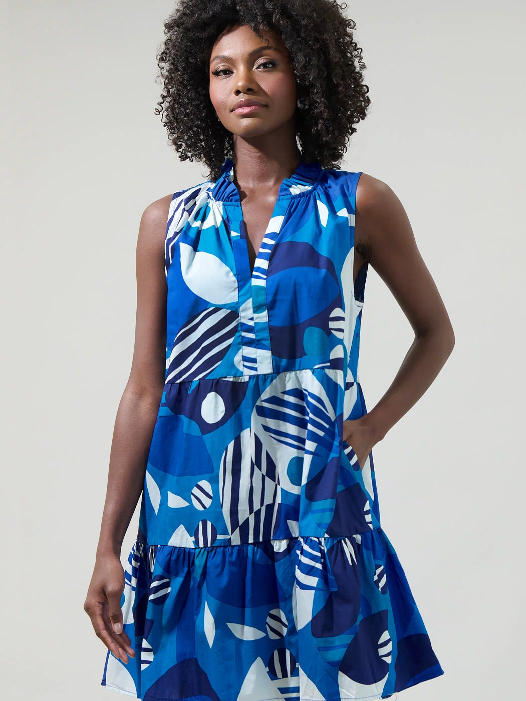 Beatty Geometric Gemmely Shift Mini Dress