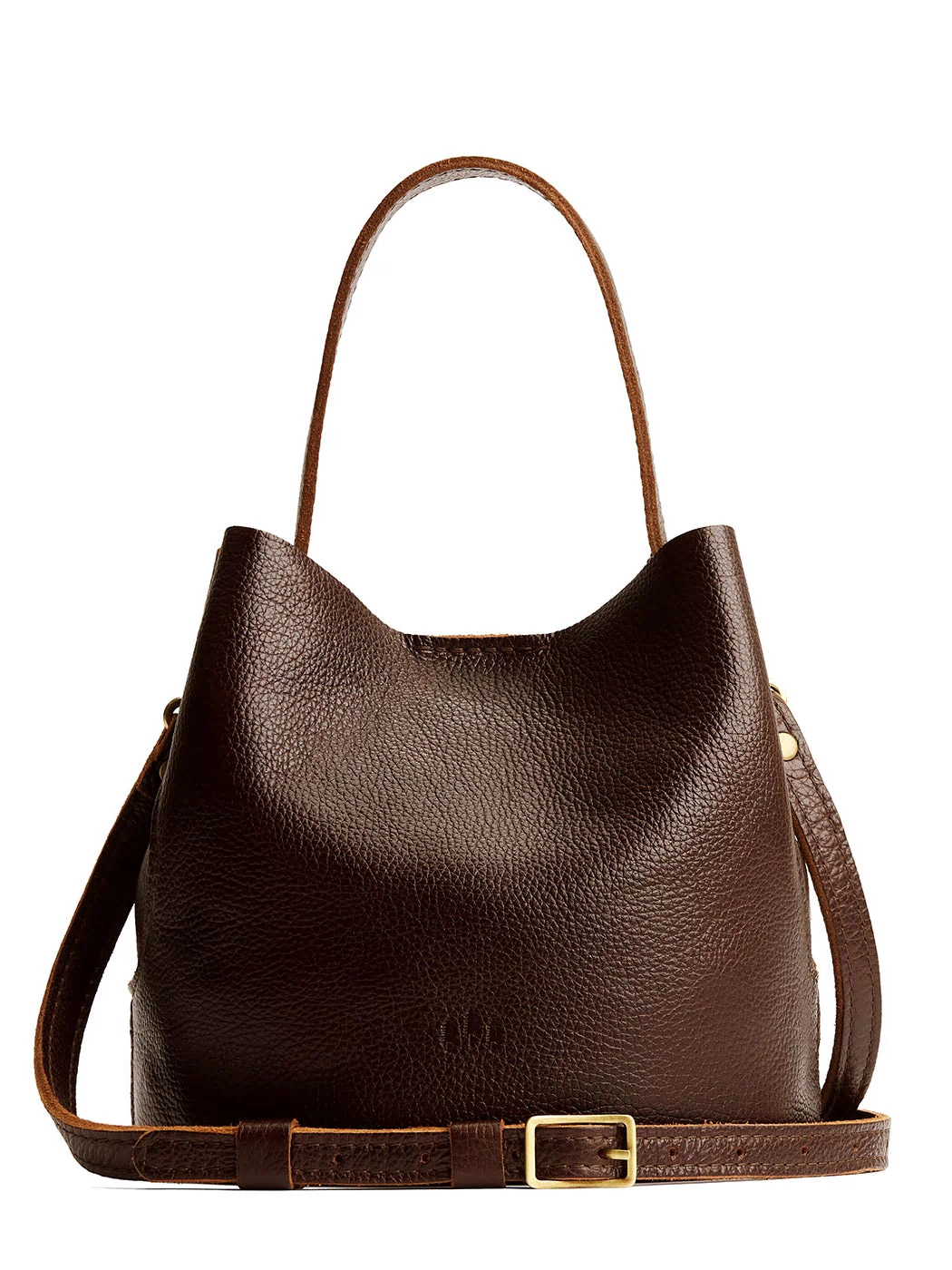 Coldbrew*Small | Symmetrical bucket bag with handle, latch closure, and removable crossbody strap