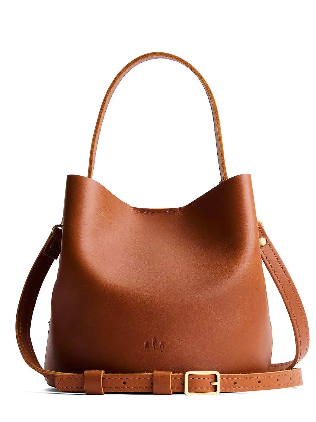 Honey*Small | Symmetrical bucket bag with handle, latch closure, and removable crossbody strap