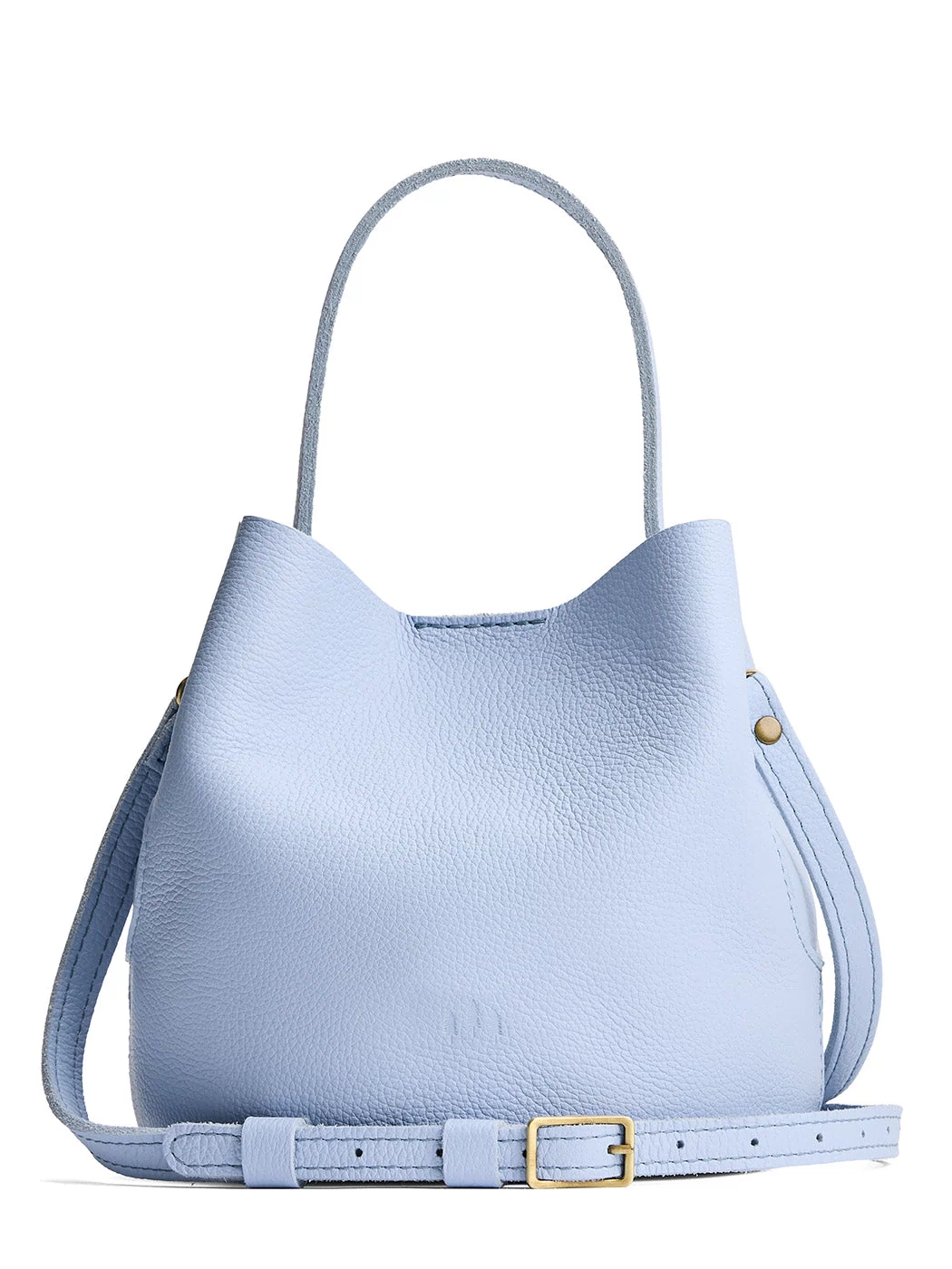 Skyway*Small | Symmetrical bucket bag with handle, latch closure, and removable crossbody strap