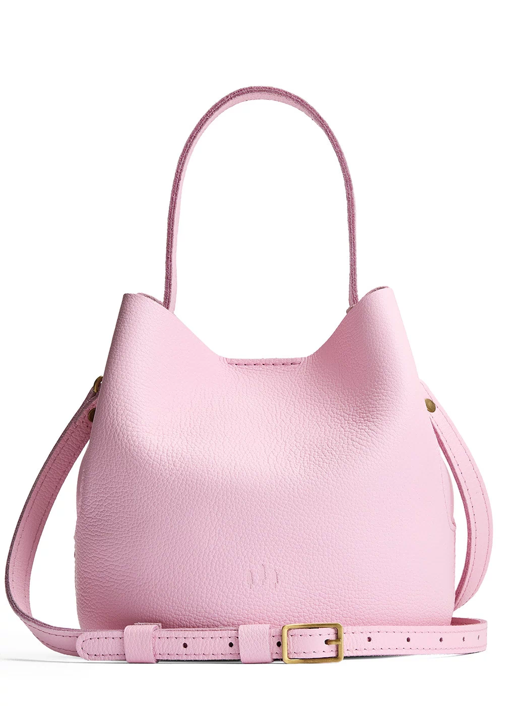 Pinkaboo*Small | Symmetrical bucket bag with handle, latch closure, and removable crossbody strap