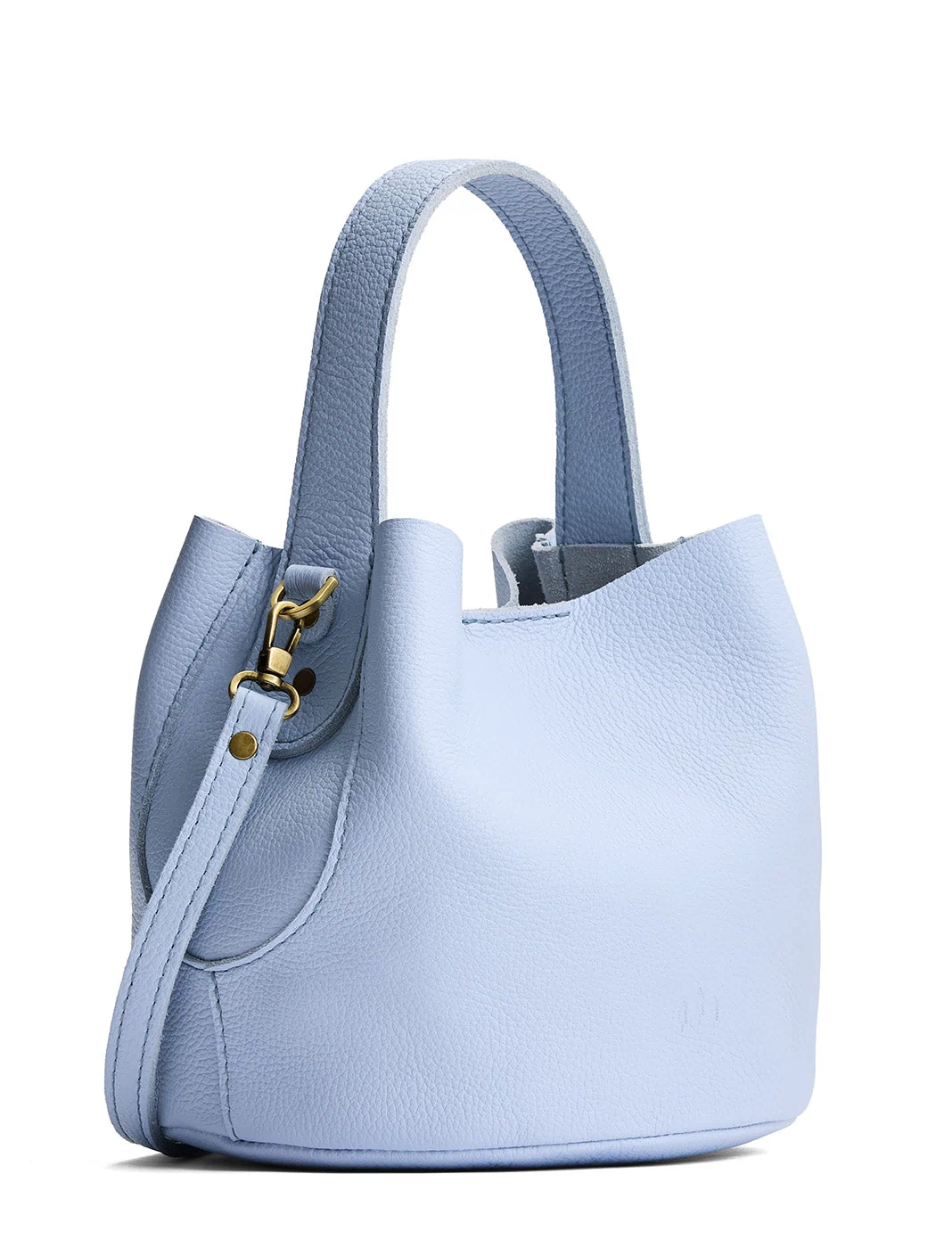 Skyway*Small | Symmetrical bucket bag with handle, latch closure, and removable crossbody strap