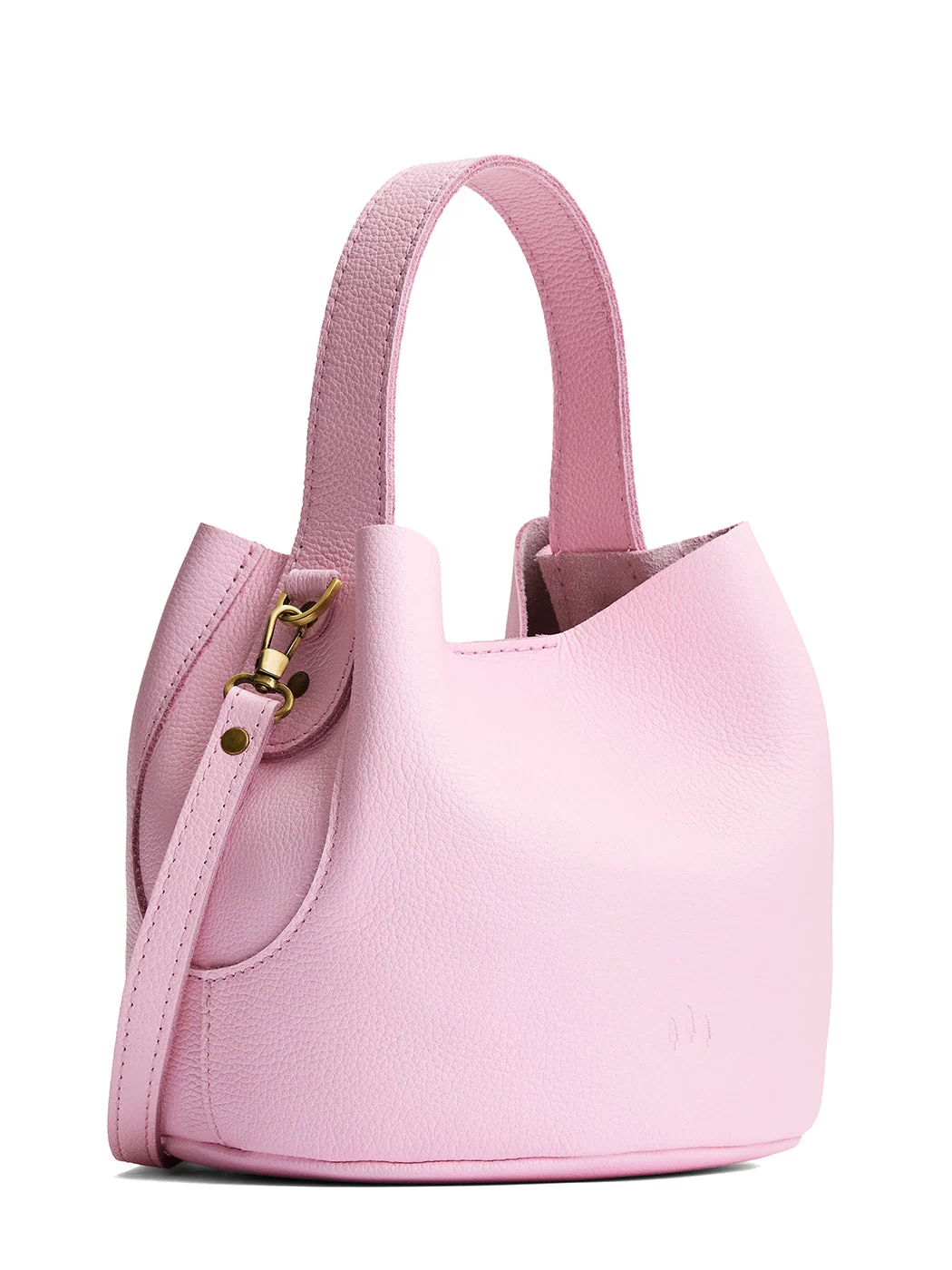 Pinkaboo*Small | Symmetrical bucket bag with handle, latch closure, and removable crossbody strap