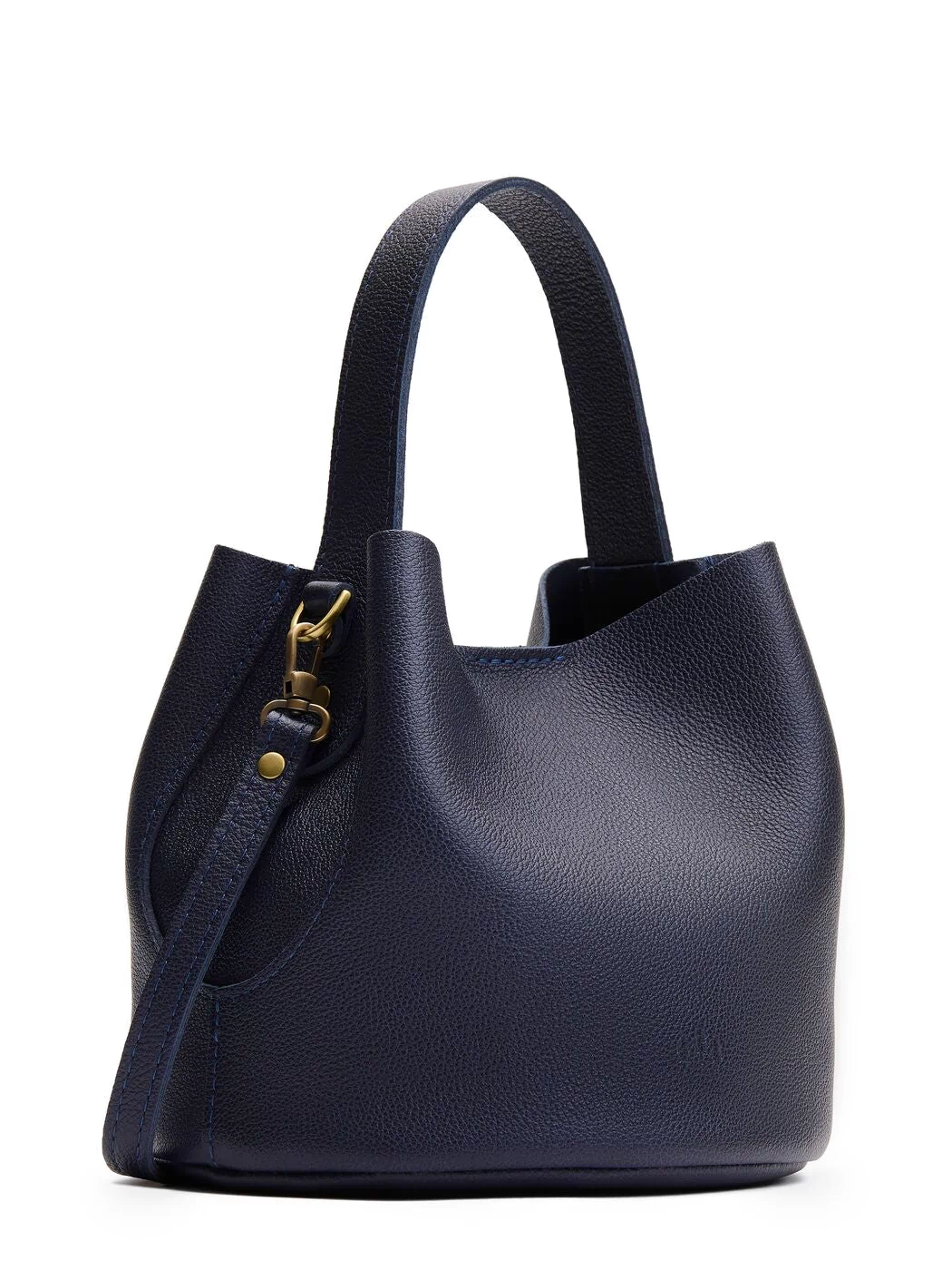 Night Owl*Small | Symmetrical bucket bag with handle, latch closure, and removable crossbody strap