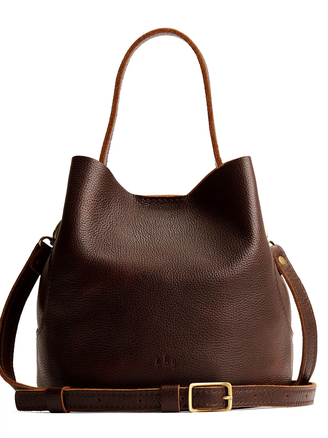 Coldbrew*Large | Symmetrical bucket bag with handle, latch closure, and removable crossbody strap