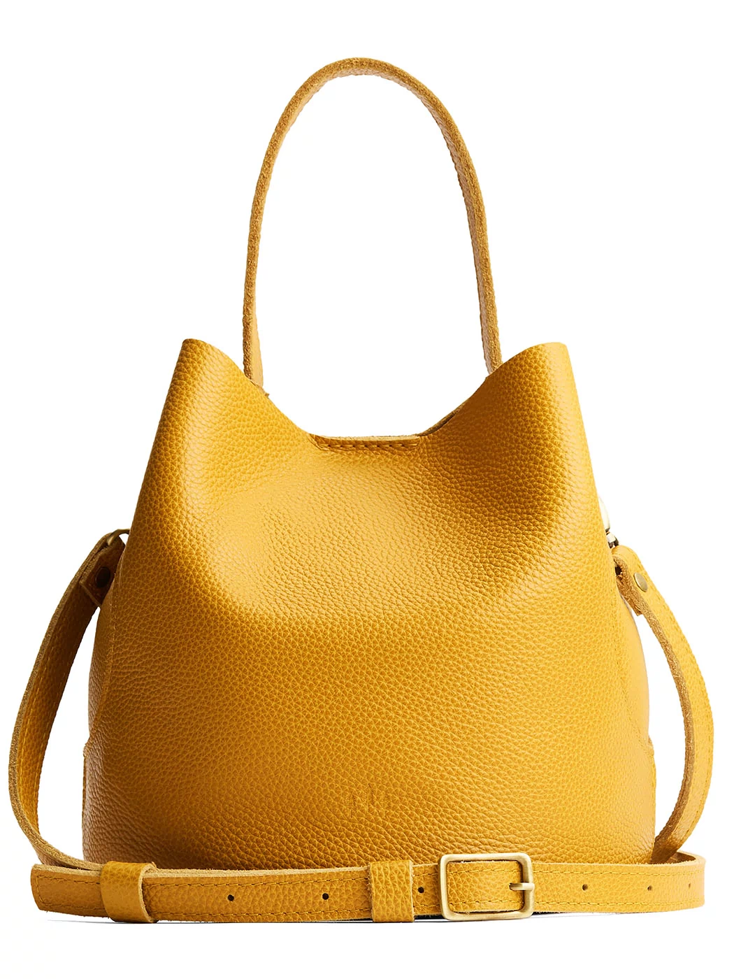 Sunshine*Large | Symmetrical bucket bag with handle, latch closure, and removable crossbody strap