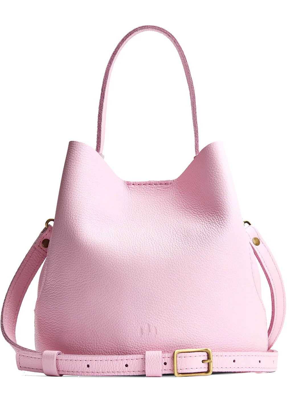 Pinkaboo*Large | Symmetrical bucket bag with handle, latch closure, and removable crossbody strap