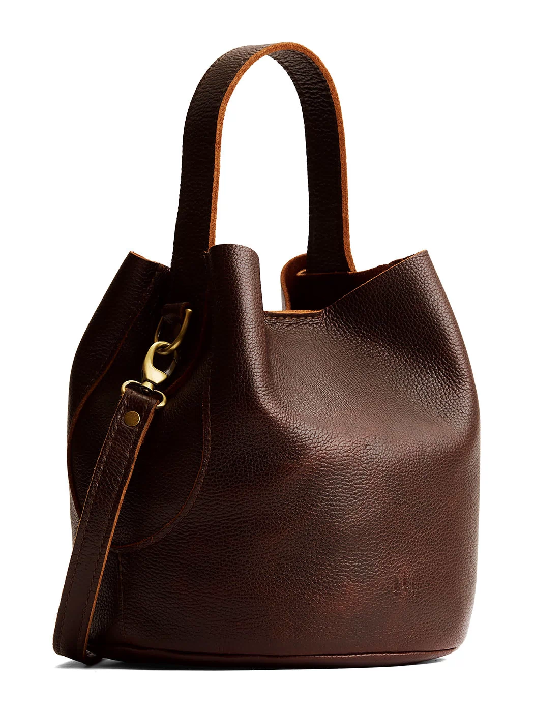 Coldbrew*Large | Symmetrical bucket bag with handle, latch closure, and removable crossbody strap