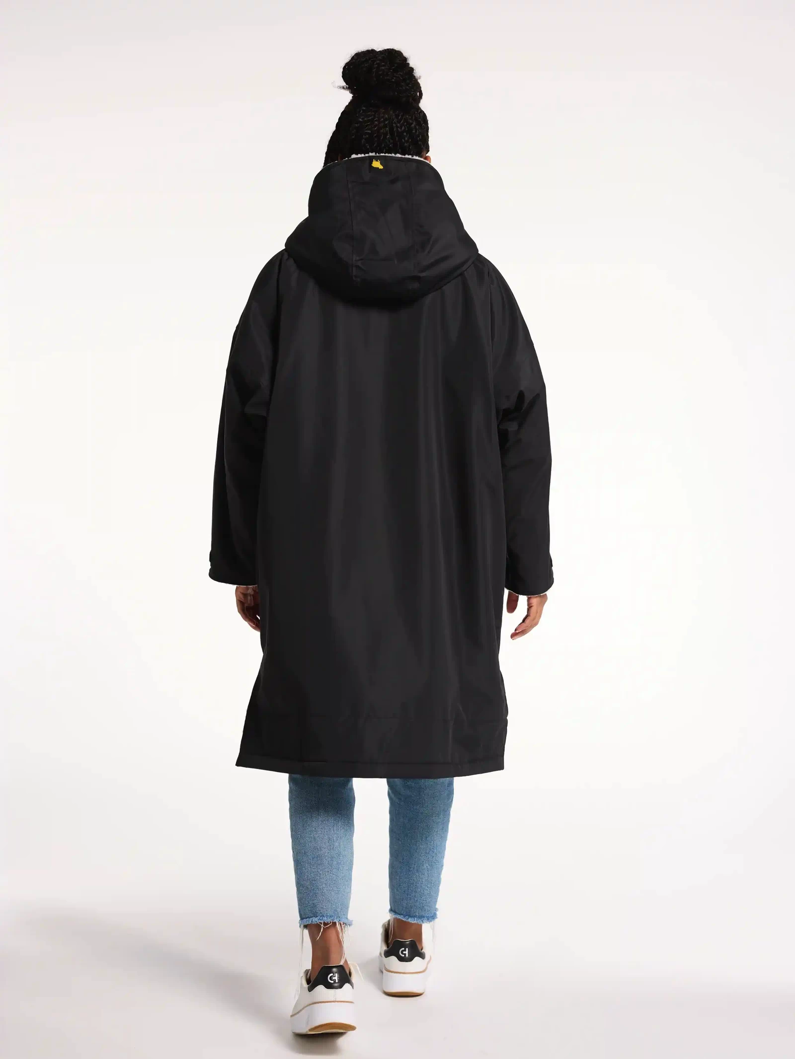 Woolly Bear Women's Black Oversized Winter Coat - Back View - Waterproof Windproof Outerwear