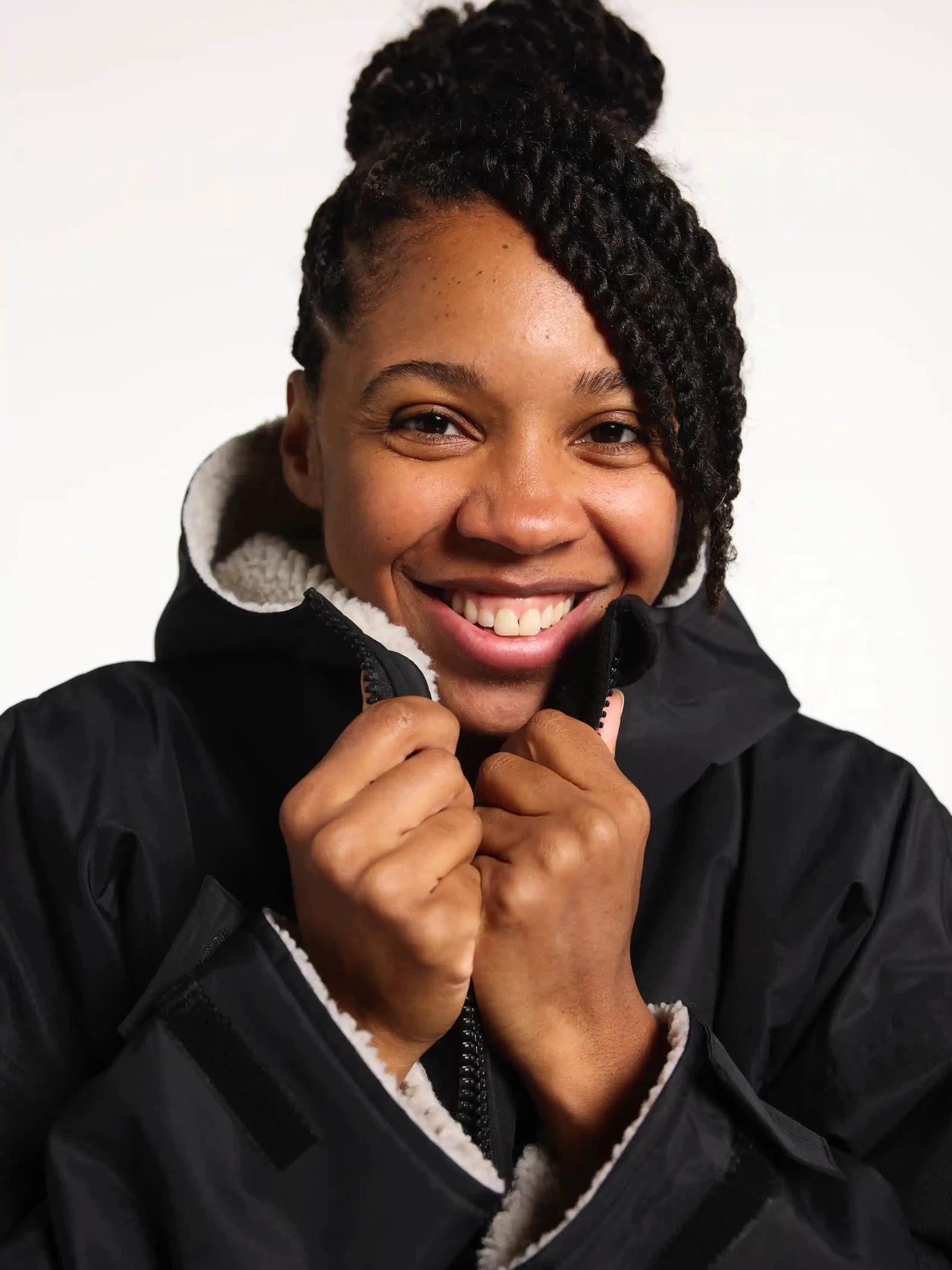 Woolly Bear Women's Black Oversized Winter Coat - Detail Shot - Waterproof Windproof Outerwear