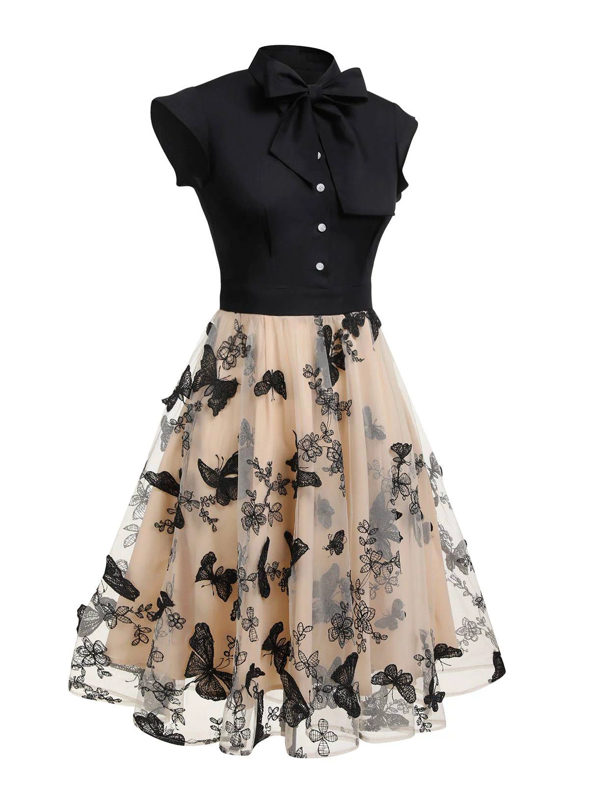 Black 1950s Butterfly Patchwork Vintage Dress: timeless style reimagined