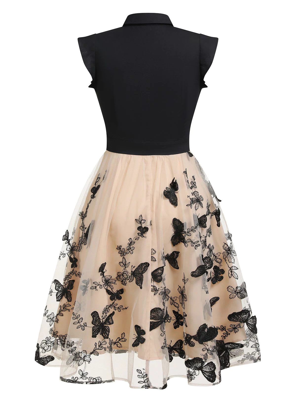 Black 1950s Butterfly Patchwork Vintage Dress — vintage elegance for the modern woman