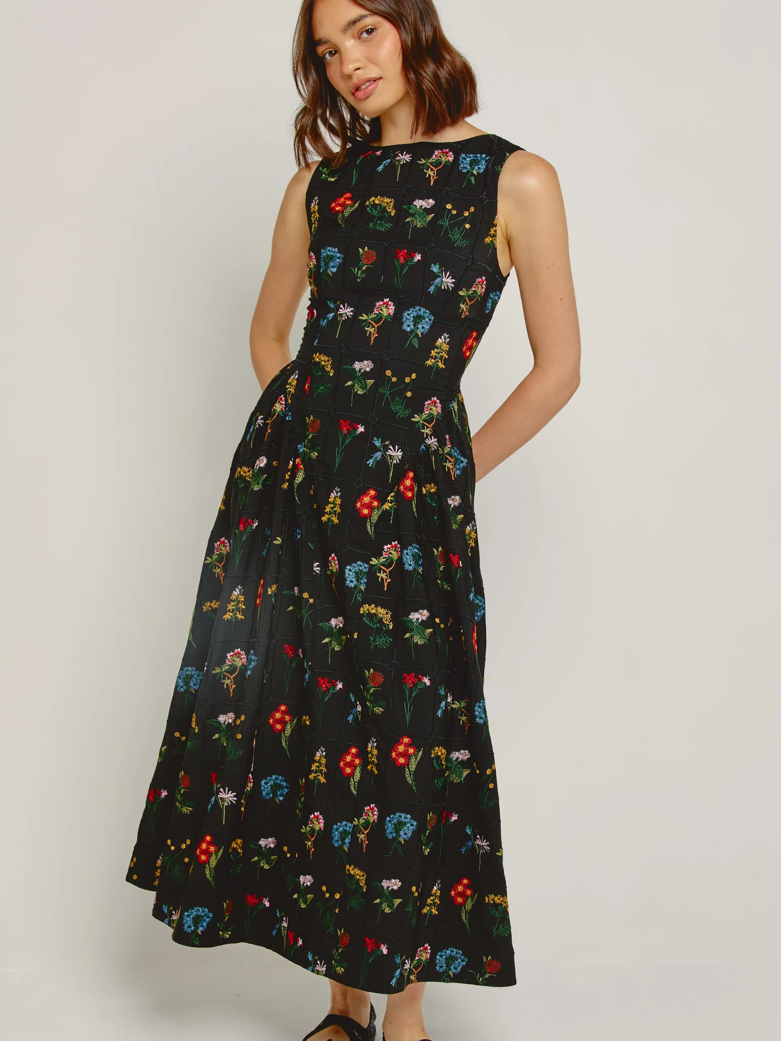 Black Floral Embroidered Maxi Dress