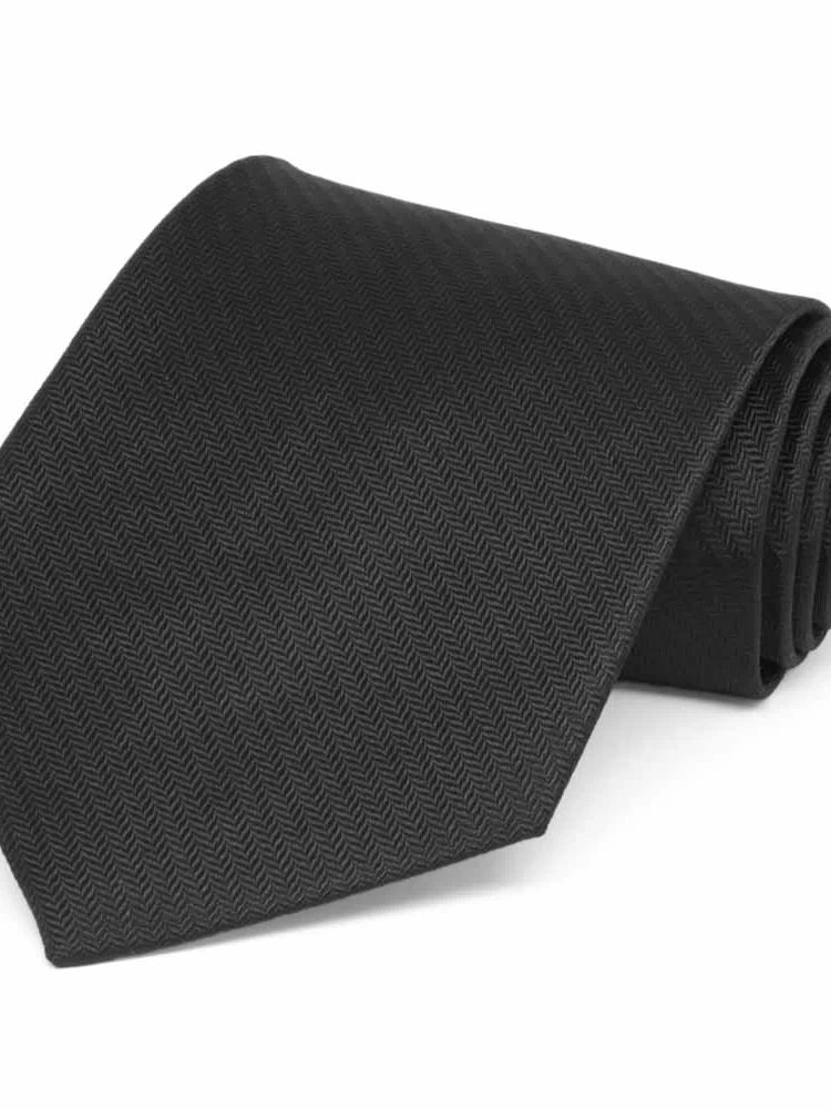 Black Herringbone Silk Necktie