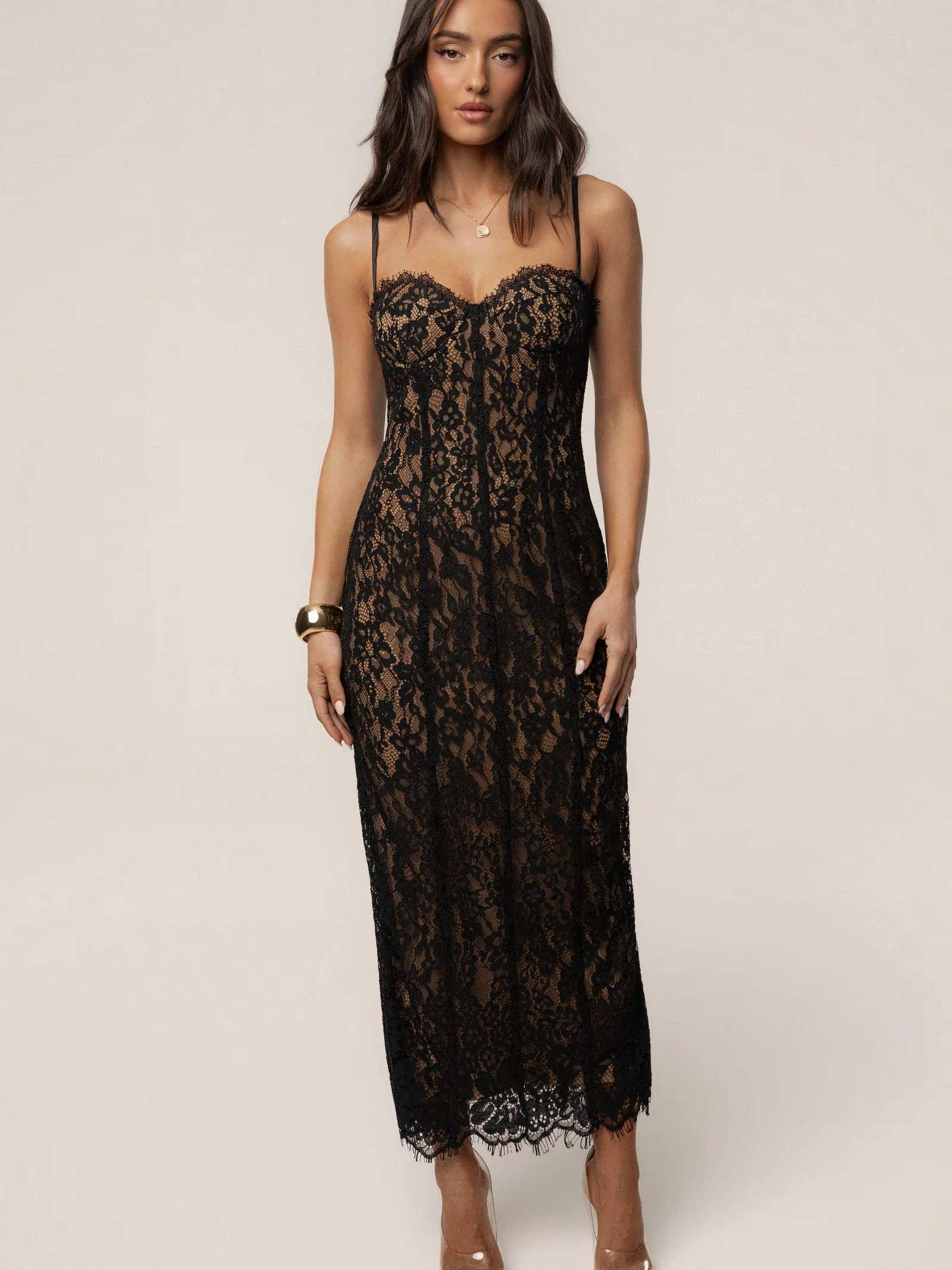 Black Love Reign Lace Midi Dress