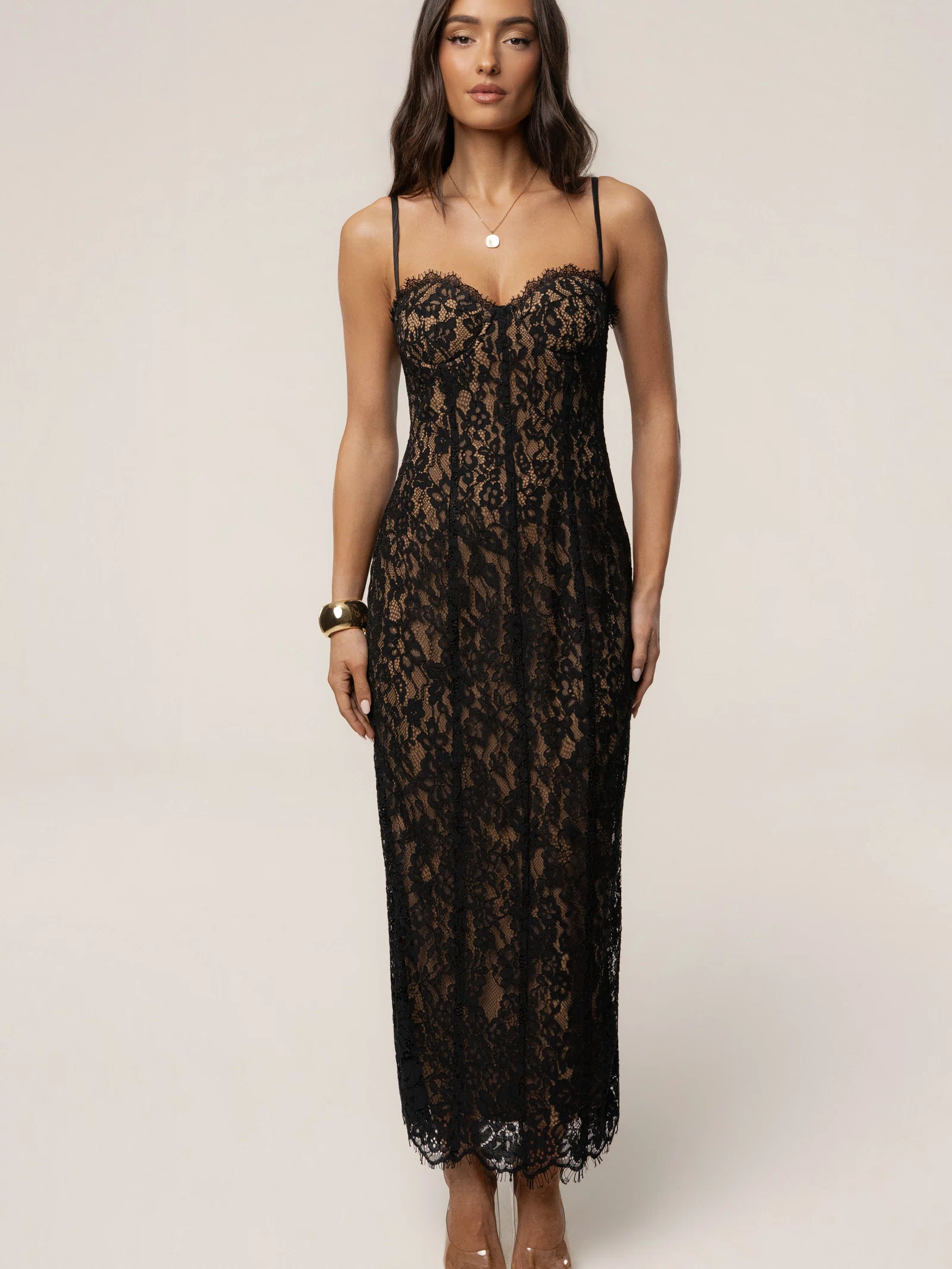 Black Love Reign Lace Midi Dress - JLUXLABEL