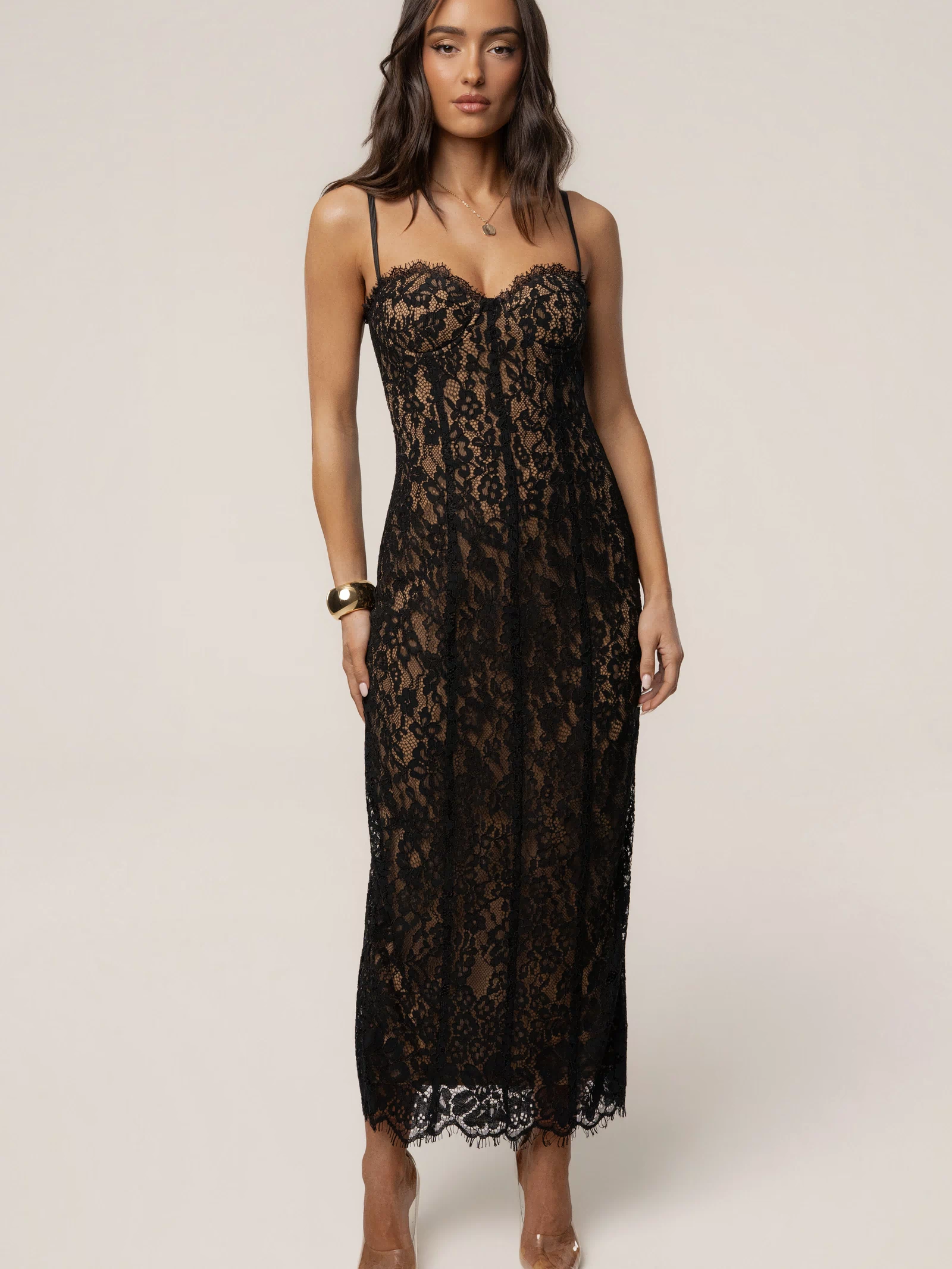 Black Love Reign Lace Midi Dress - JLUXLABEL