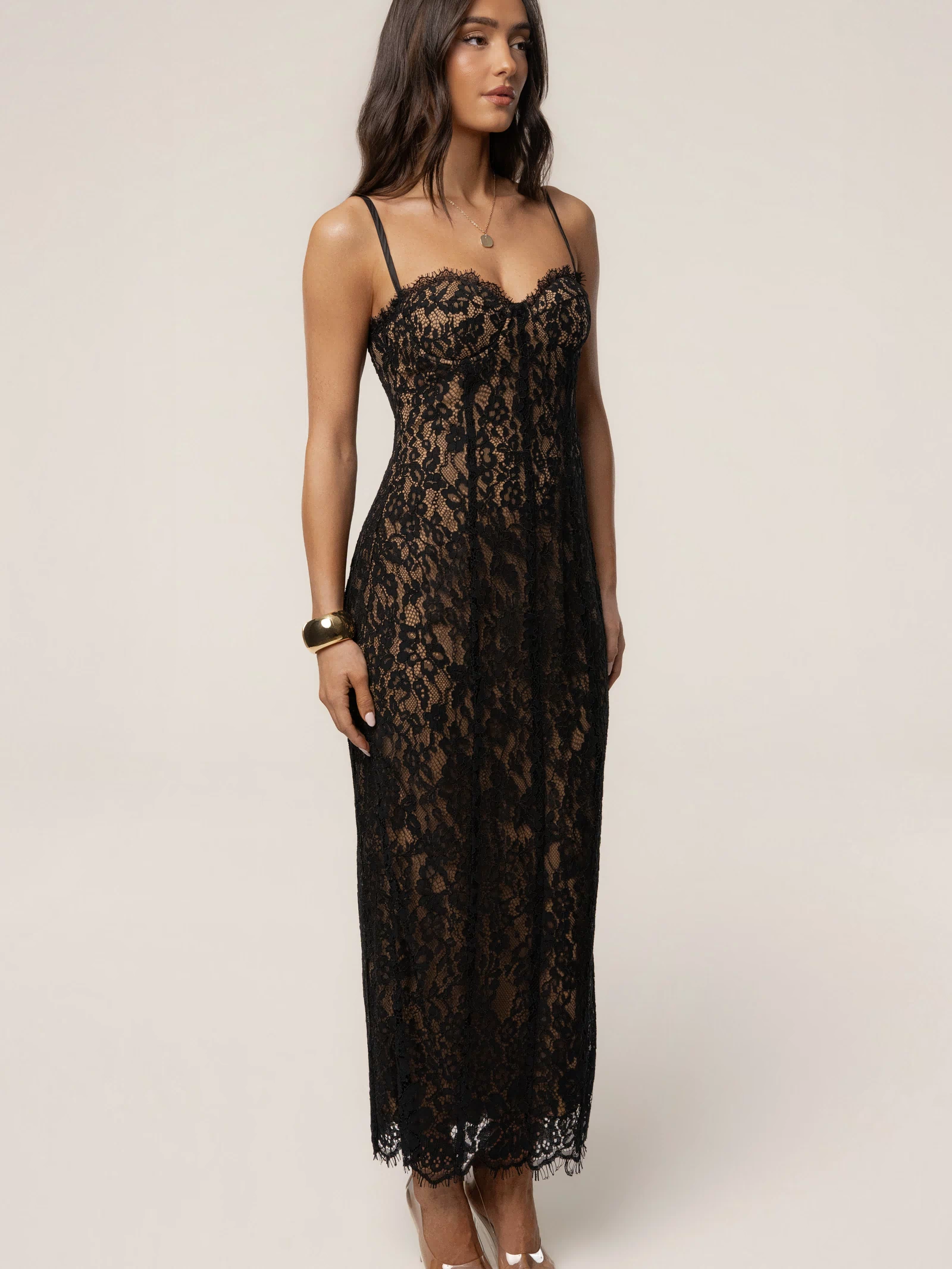 Black Love Reign Lace Midi Dress - JLUXLABEL