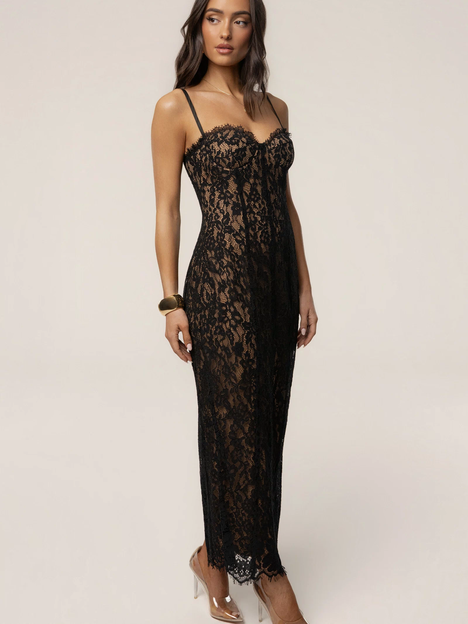 Black Love Reign Lace Midi Dress - JLUXLABEL