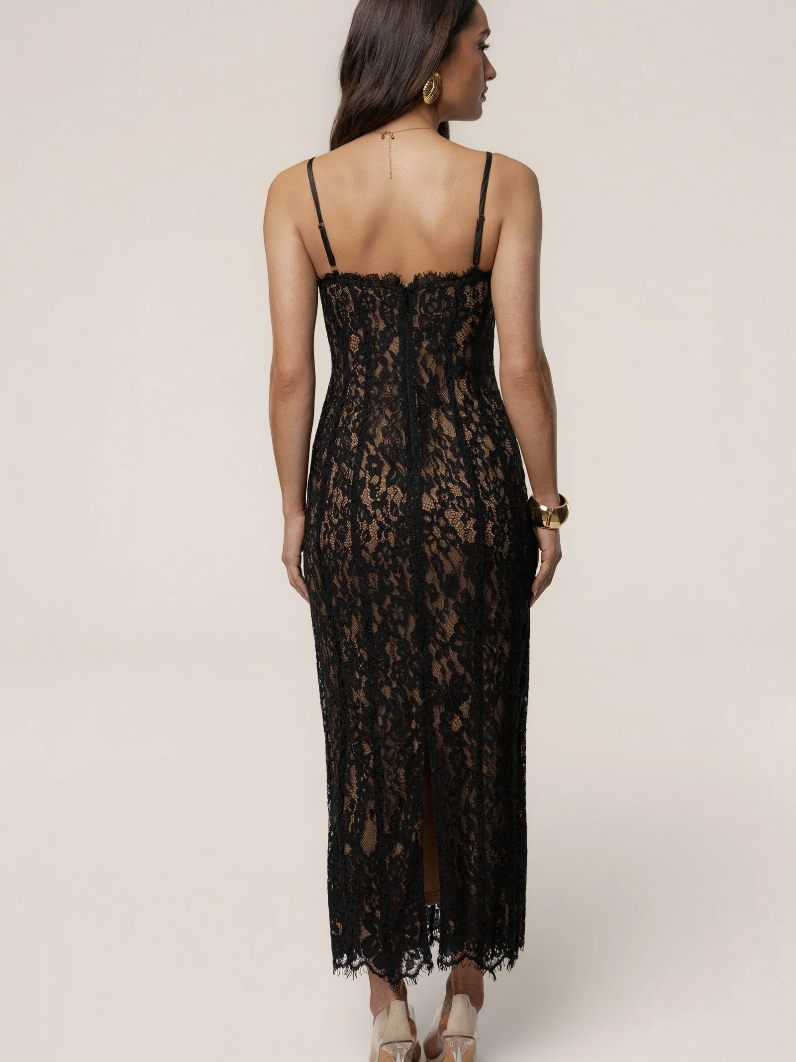 Black Love Reign Lace Midi Dress - JLUXLABEL
