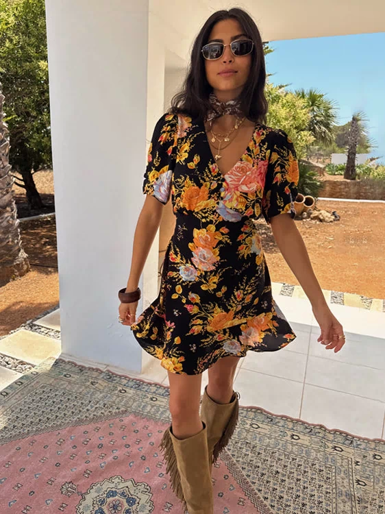 Black Sofia Mini Tea Dress