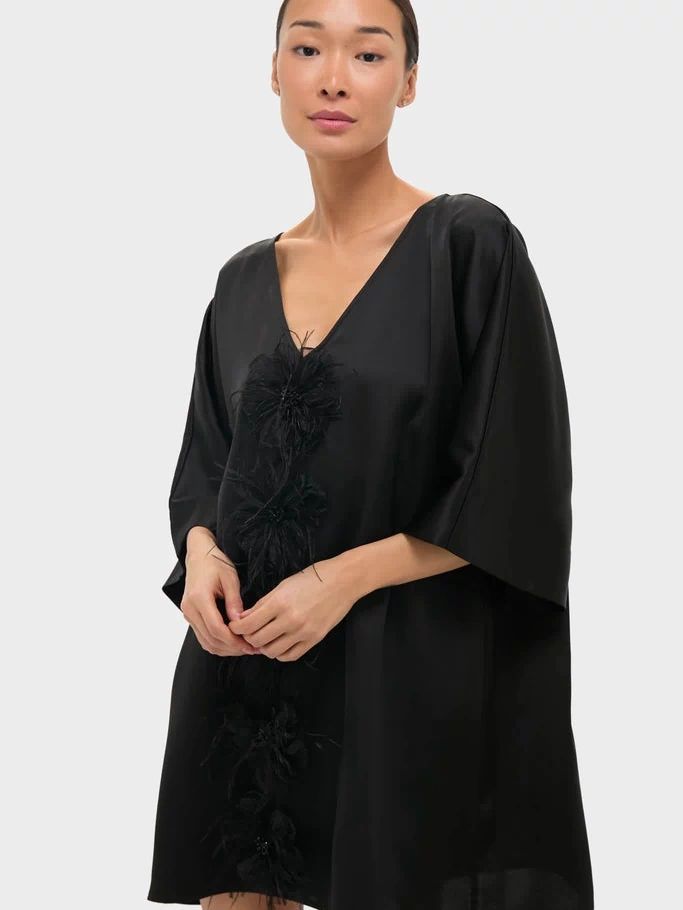 Black Satin Diane Mini Dress