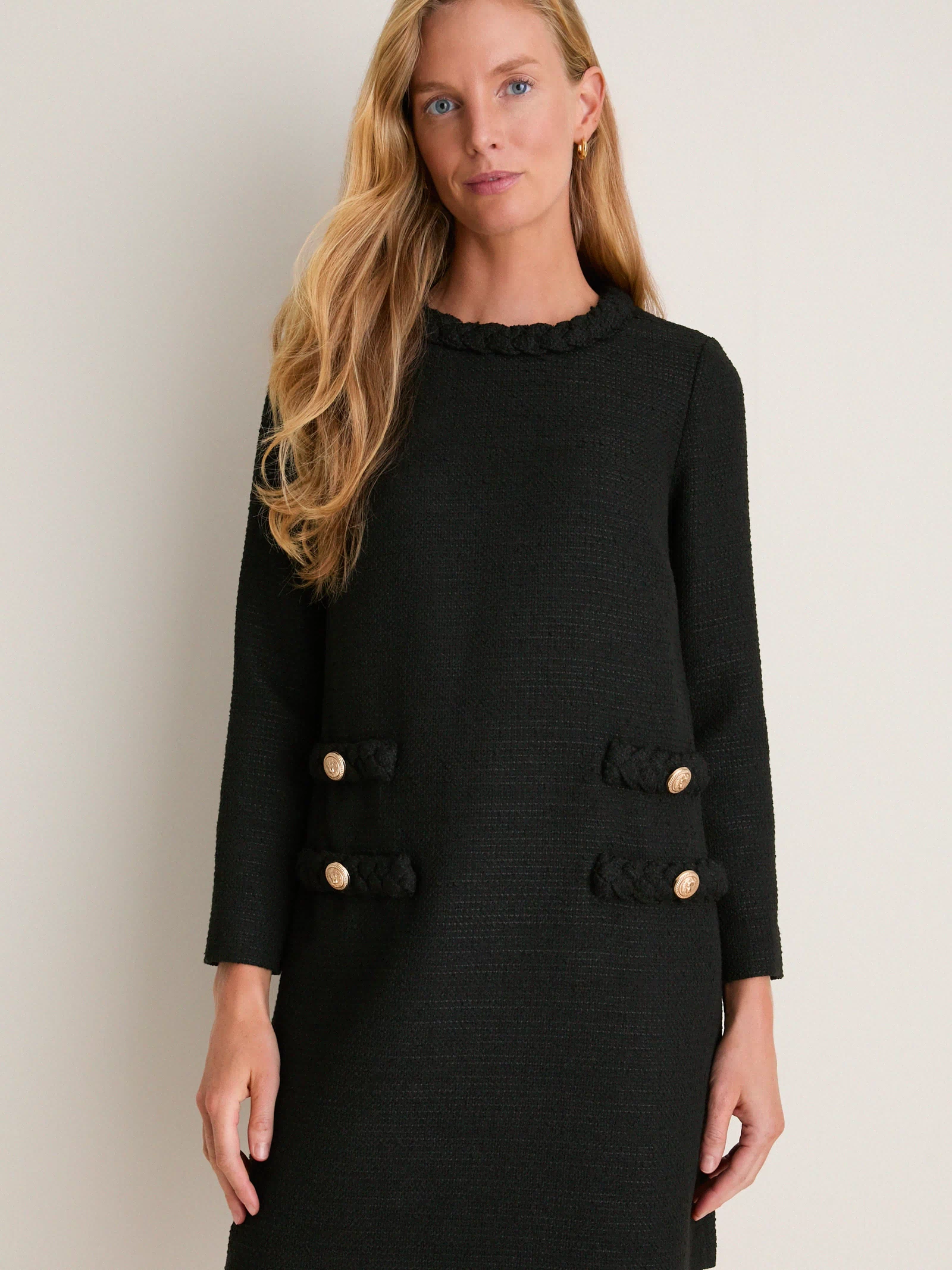 Black Tweed Long Sleeve Jackie Dress