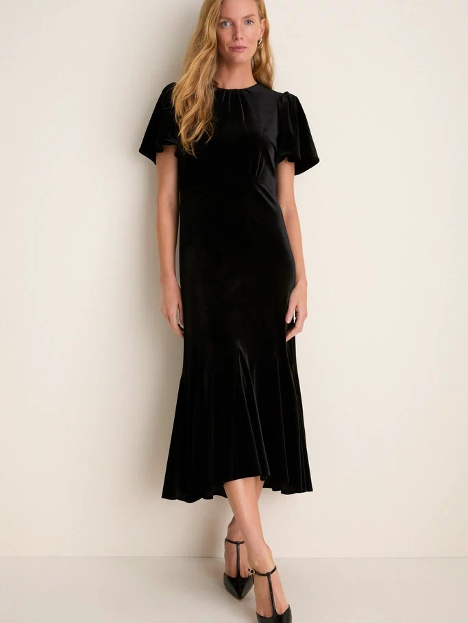 Black Velvet Elodie Dress