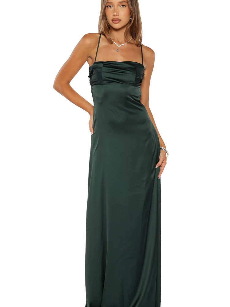 Blaise Emerald Satin Maxi Dress