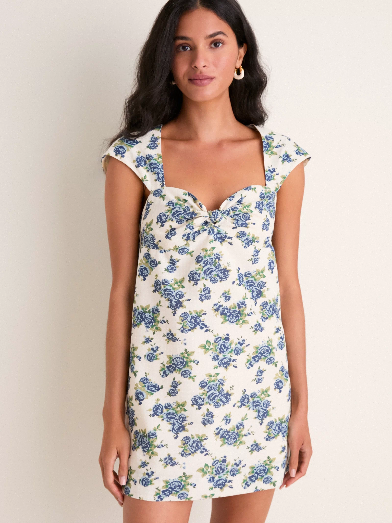 Blue Bouquet Floral Rosamund Mini Dress
