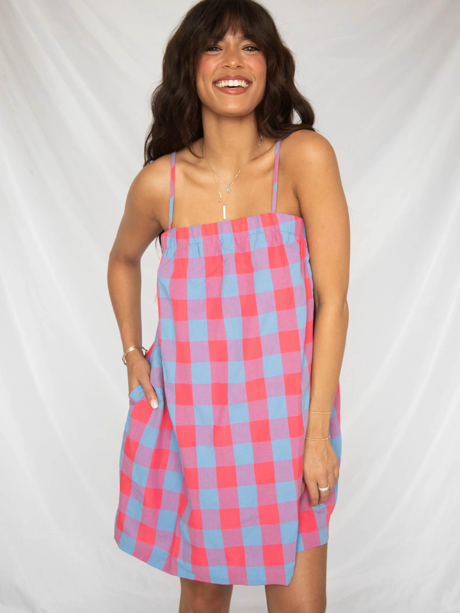 blushing over you cami mini dress - blue