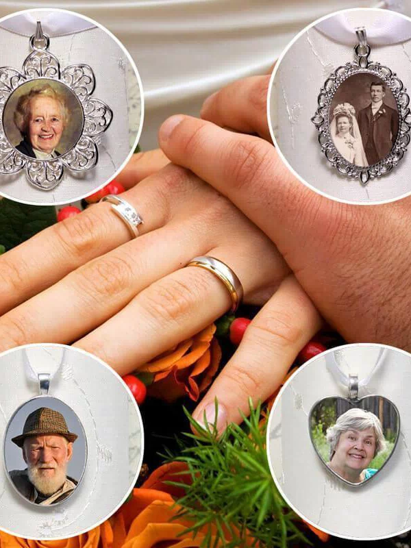 Elegant Wedding Bouquet Charm Locket with Photo for Brides.