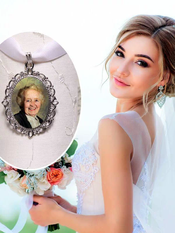 Customizable Wedding Bouquet Charms with Picture Locket Insert.