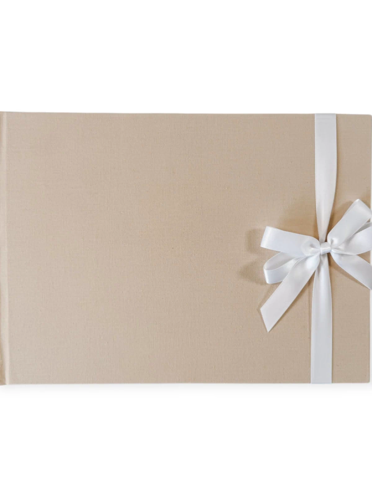 White satin ribbon bow on guest book