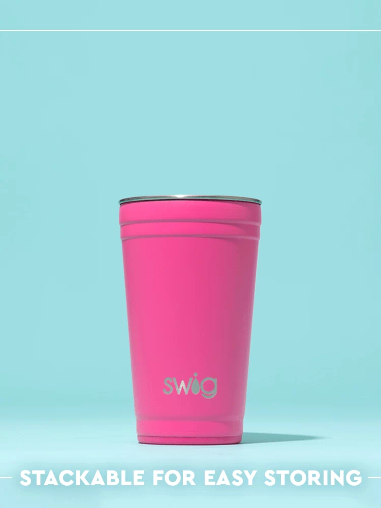 Swig Life 24oz Party Cup animation showing stackable feature for easy storing