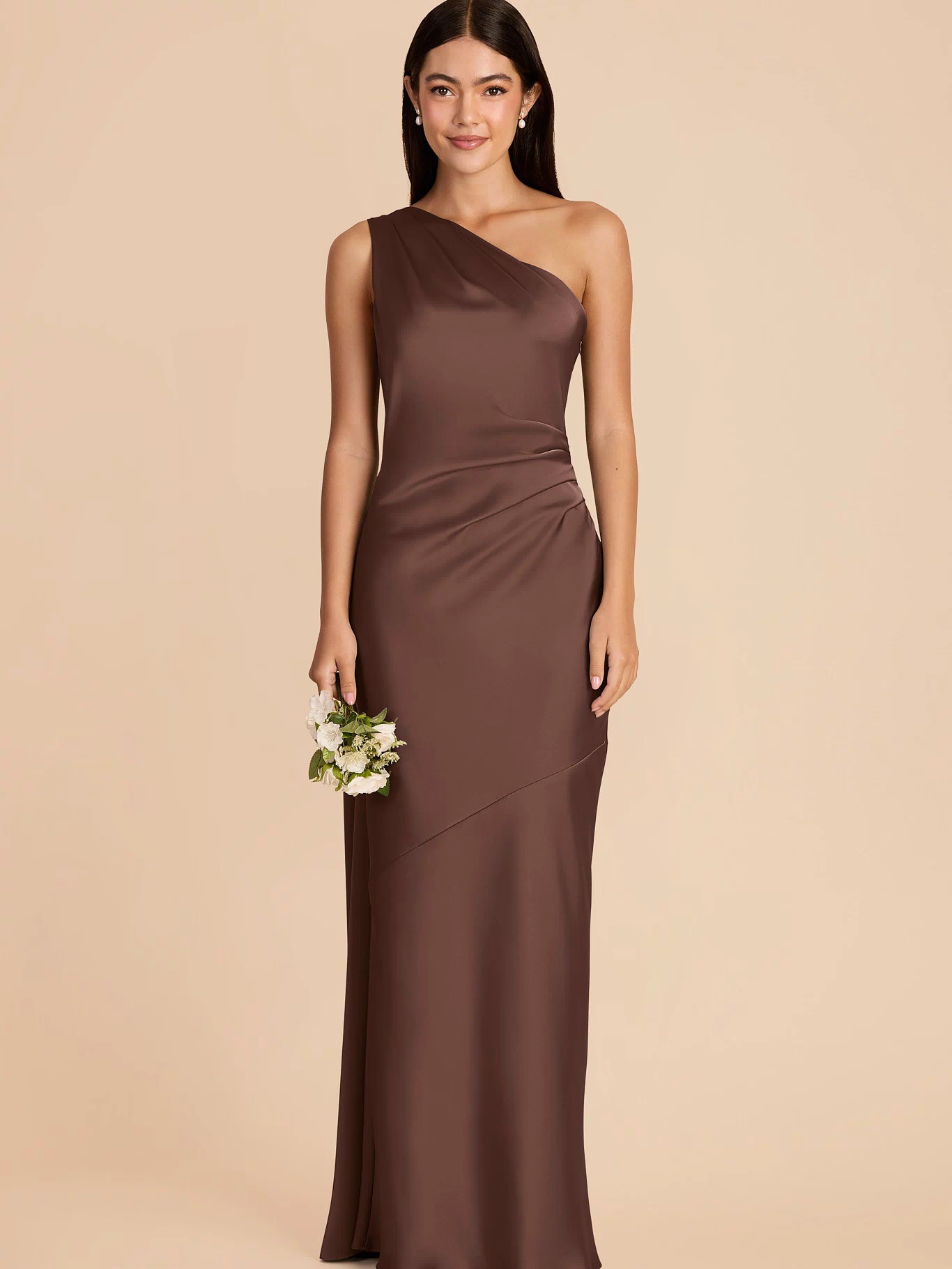 Brielle Matte Satin Dress - Chocolate Brown