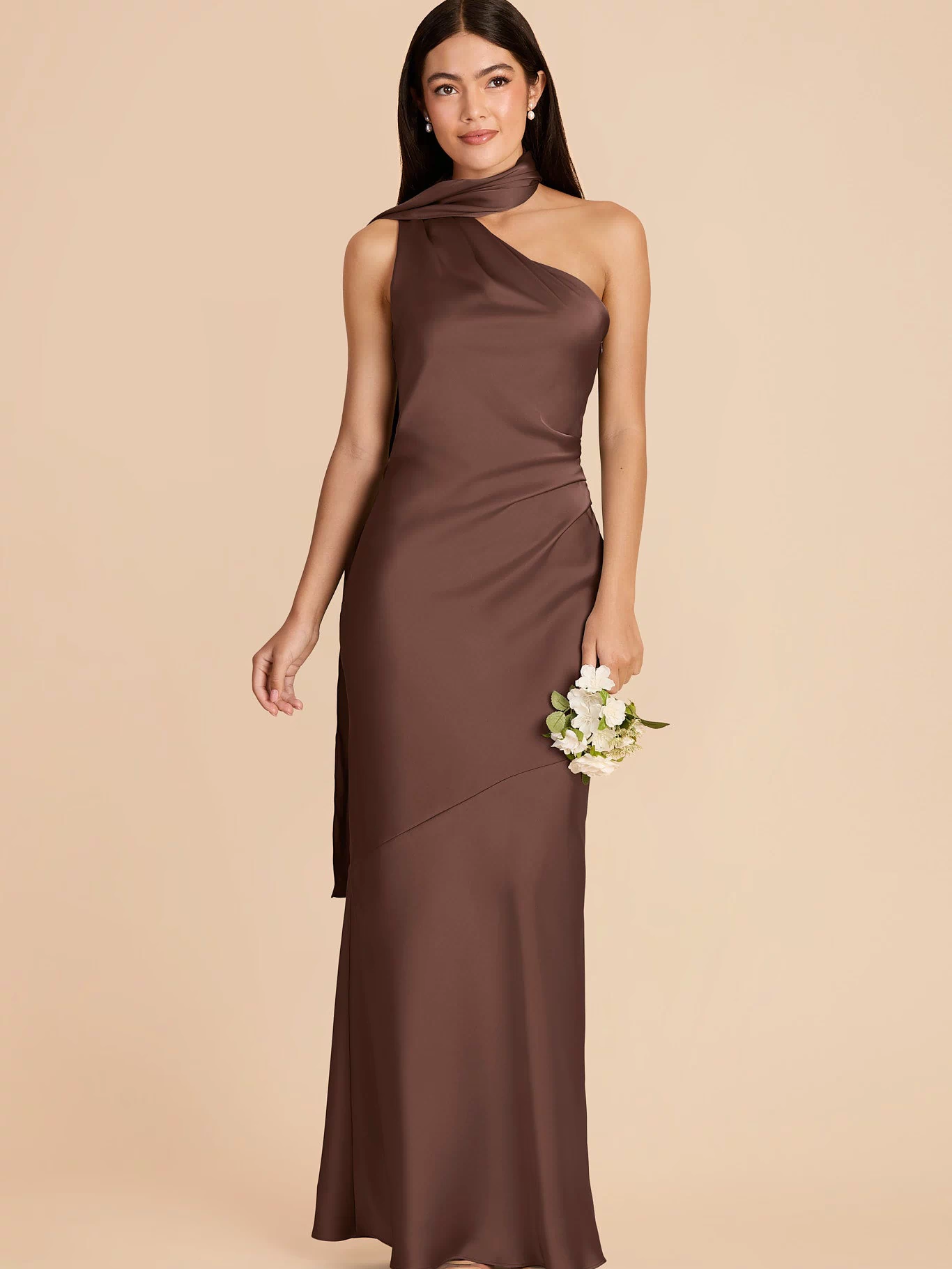 Brielle Matte Satin Dress - Chocolate Brown XXL / CHOCOLATE BROWN / Rush Production