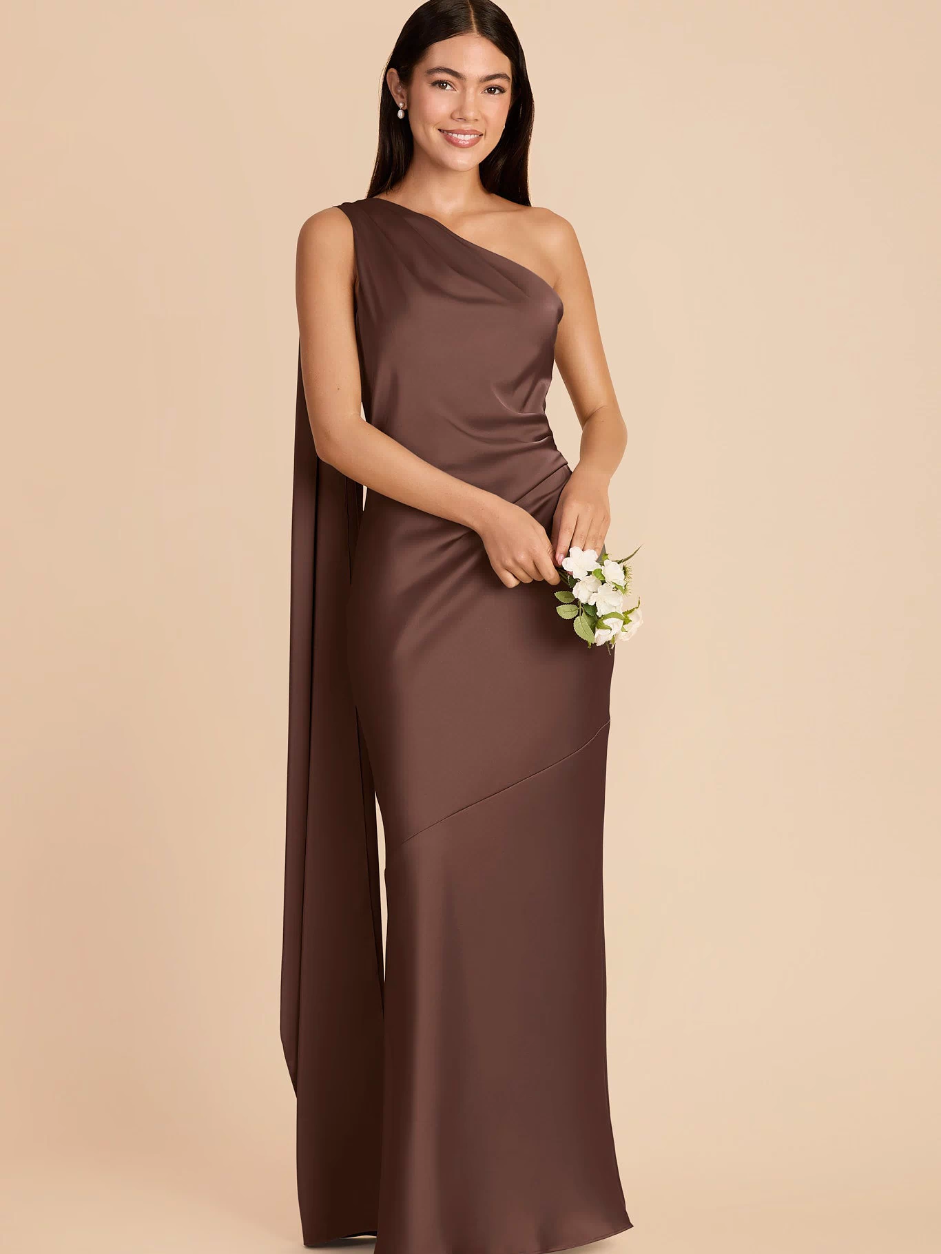 Brielle Matte Satin Dress - Chocolate Brown XXL / CHOCOLATE BROWN / Rush Production