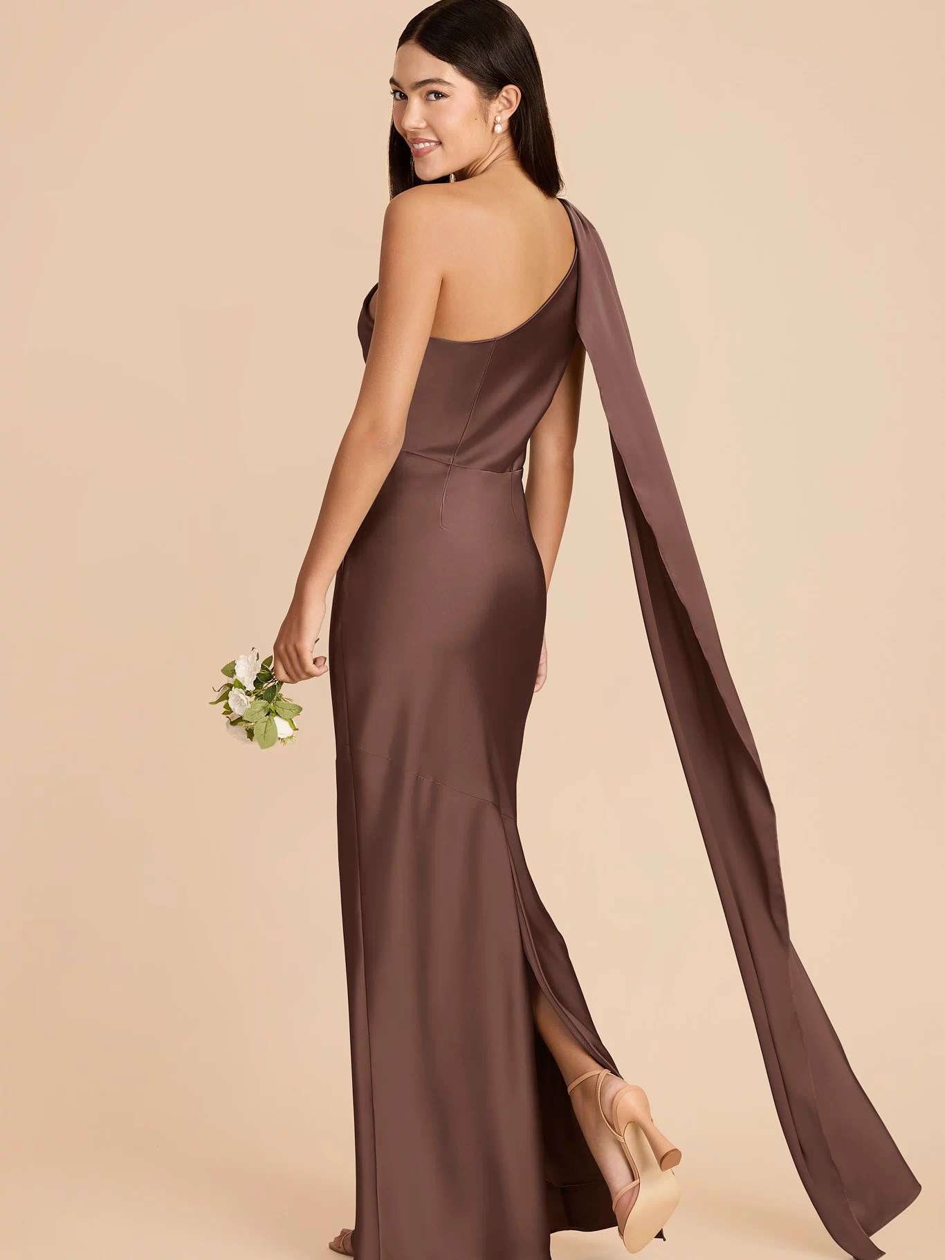 Brielle Matte Satin Dress - Chocolate Brown XXL / CHOCOLATE BROWN / Rush Production