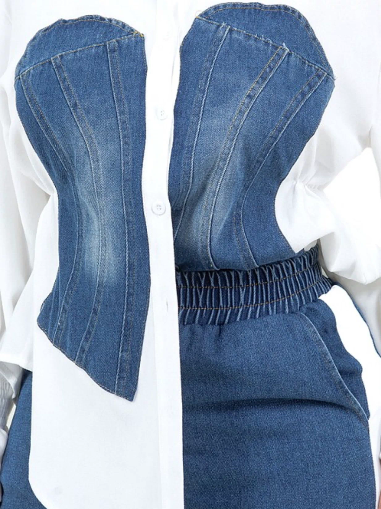 Brit Denim Pants Set (Blue/White) - Fitz Clothing