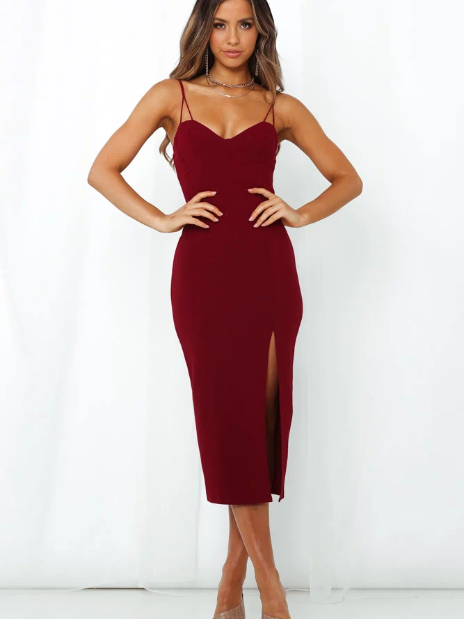 Broken Spell Midi Dress Red