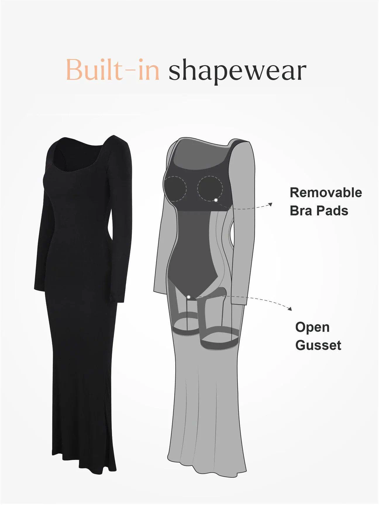 Popilush® Maxi Dress: Features built-in shapewear